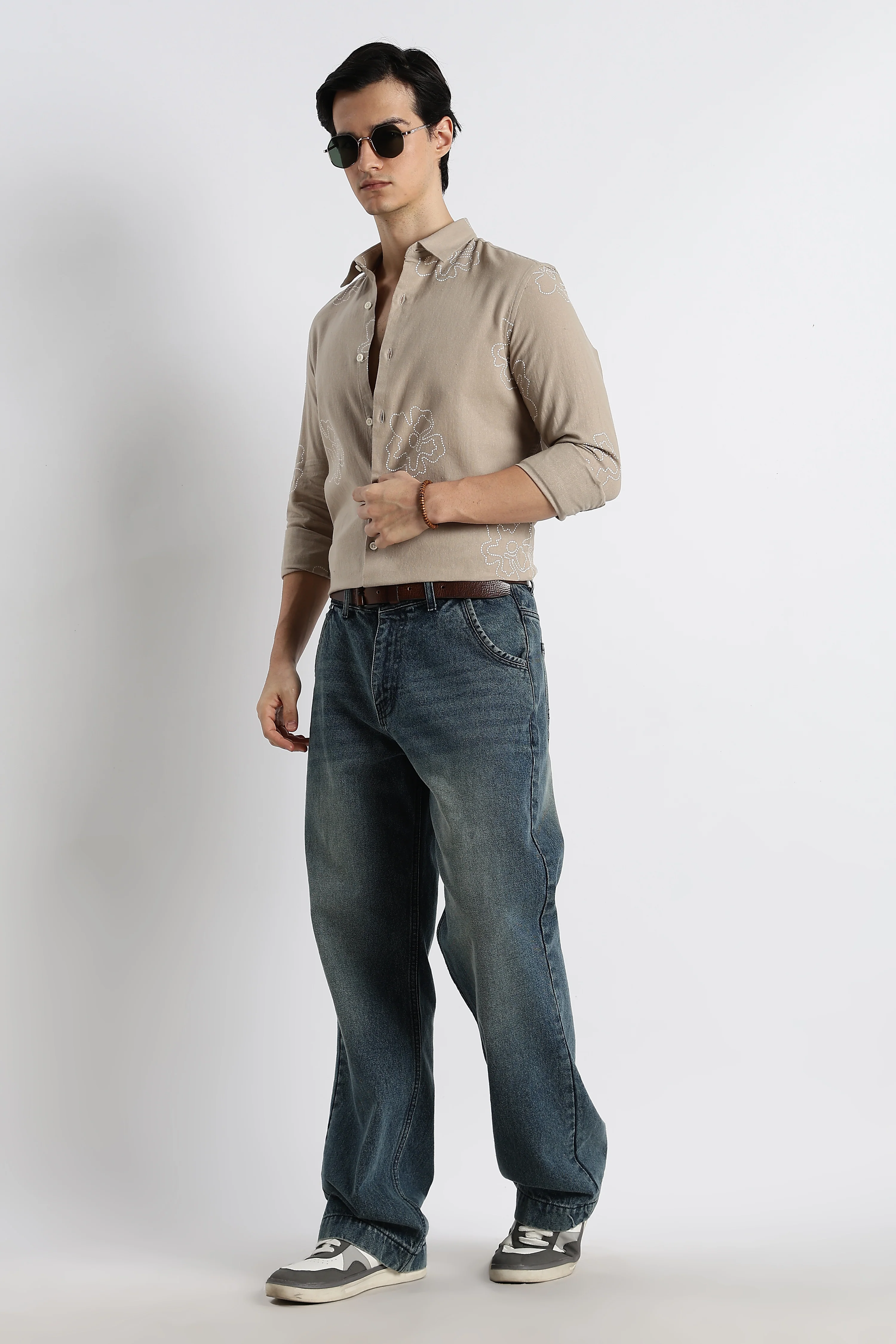 Men Floral Dot-Print Cotton Shirt - Image 10