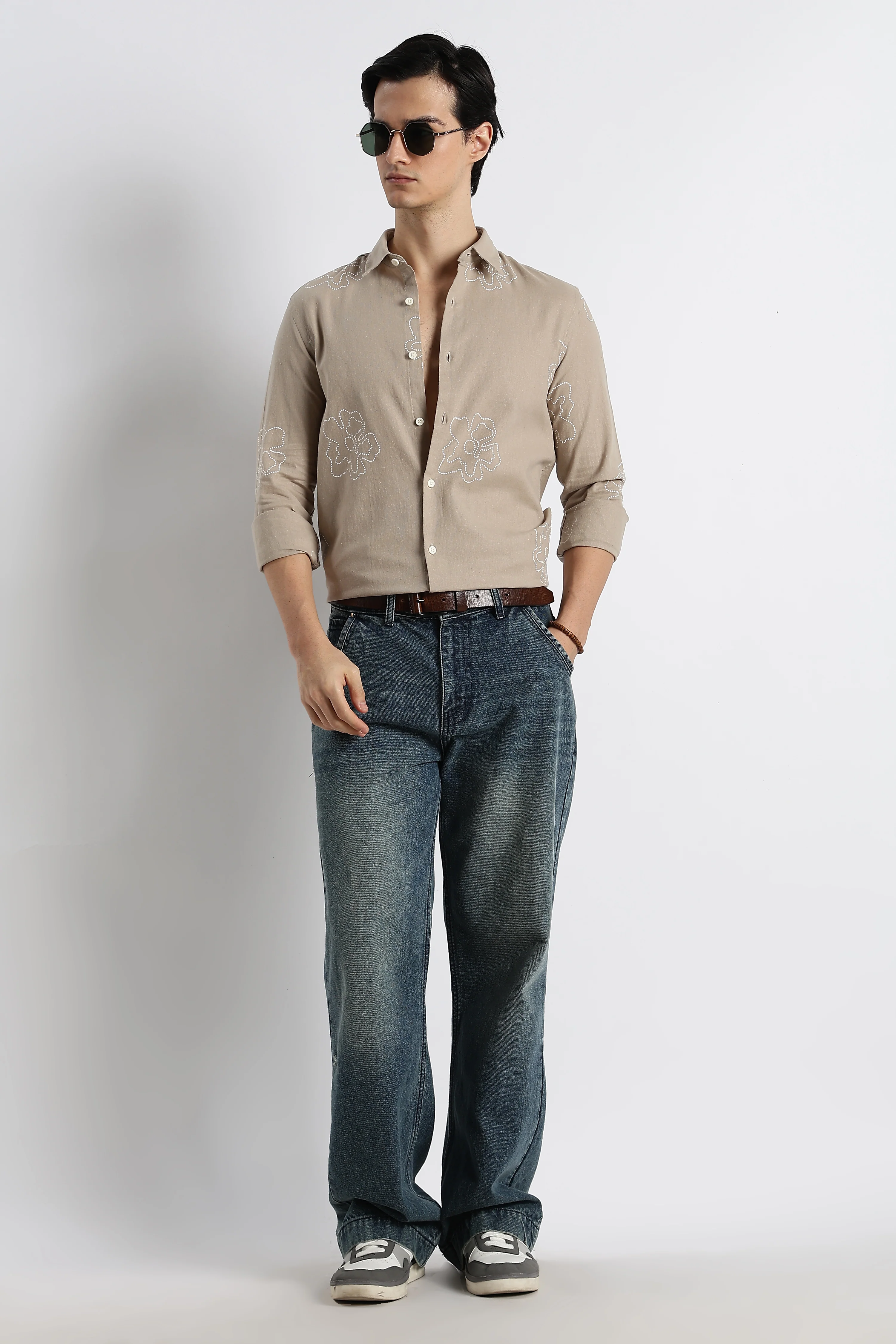 Men Floral Dot-Print Cotton Shirt - Image 12