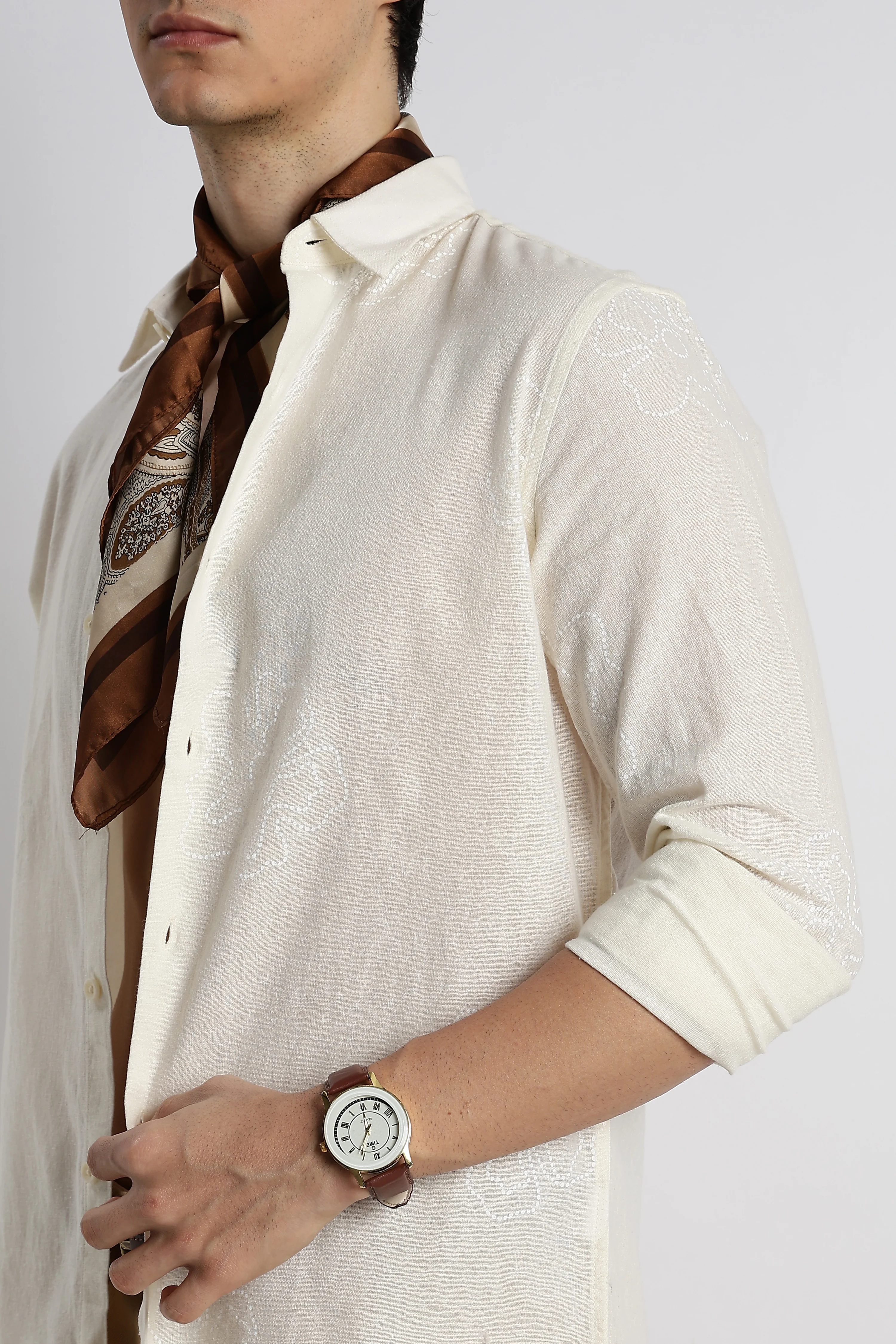 Men Floral Dot-Print Cotton Shirt - Image 10