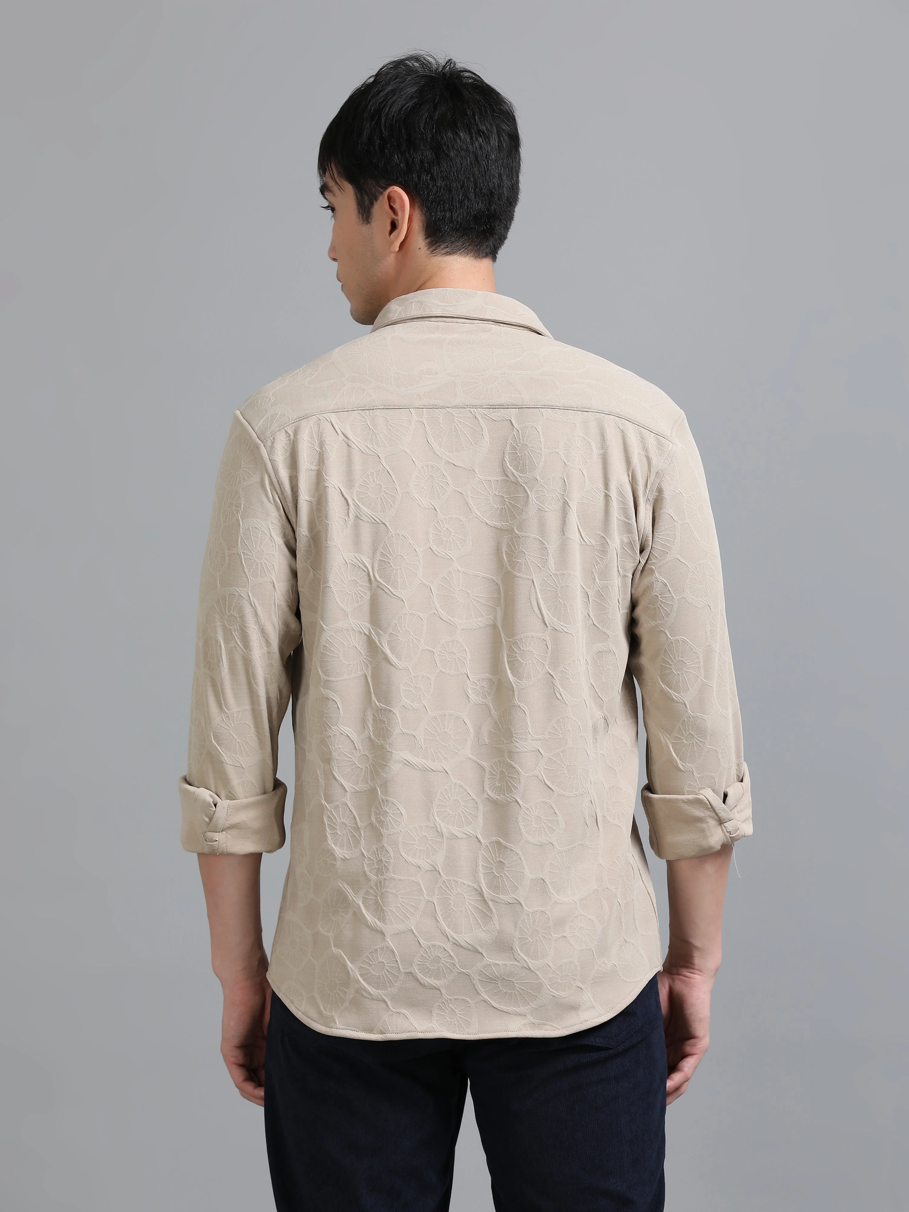 Men Florum Knit Brown Shirt - Image 3