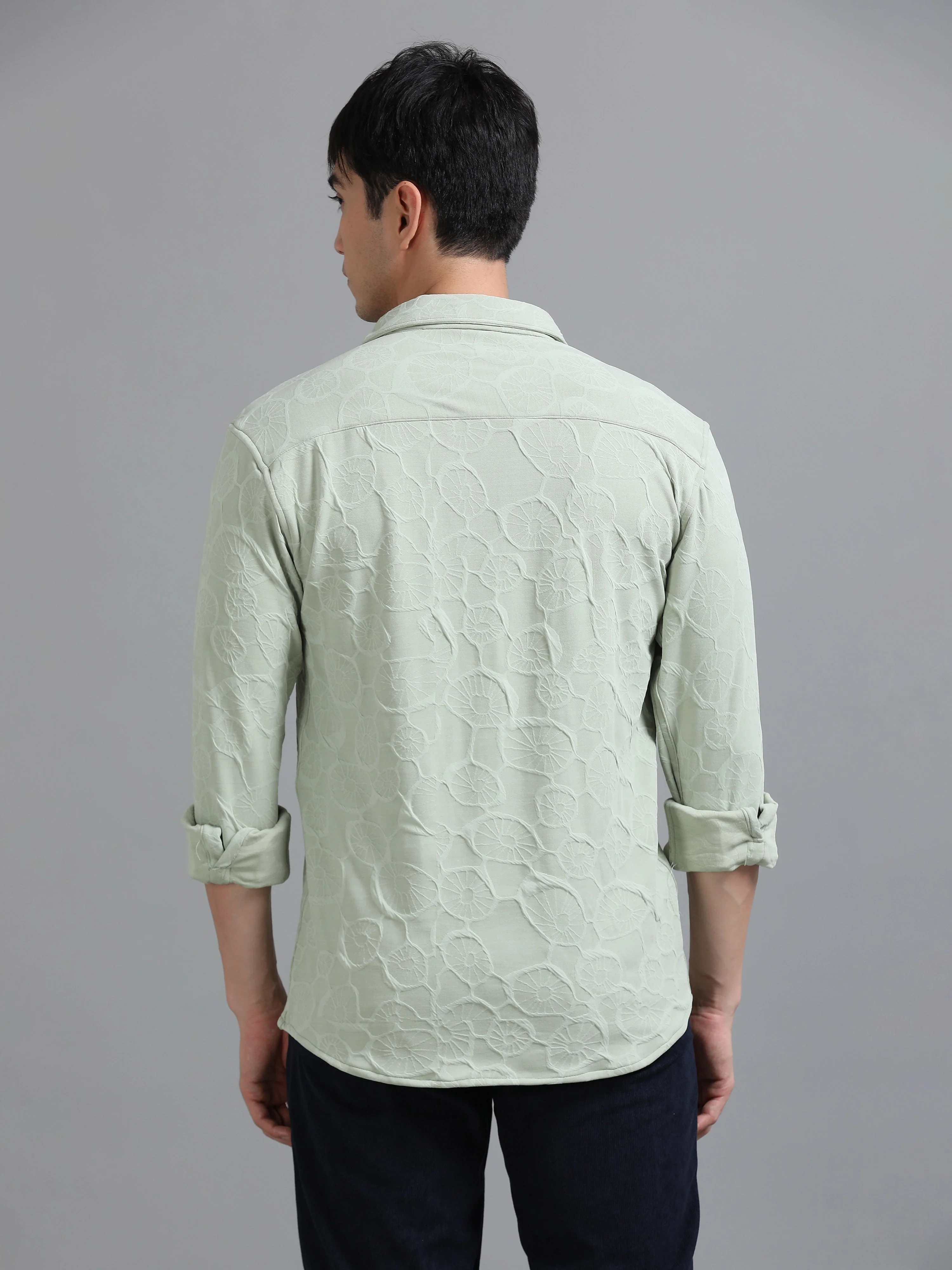 Men Florum Knit Green Shirt - Image 2