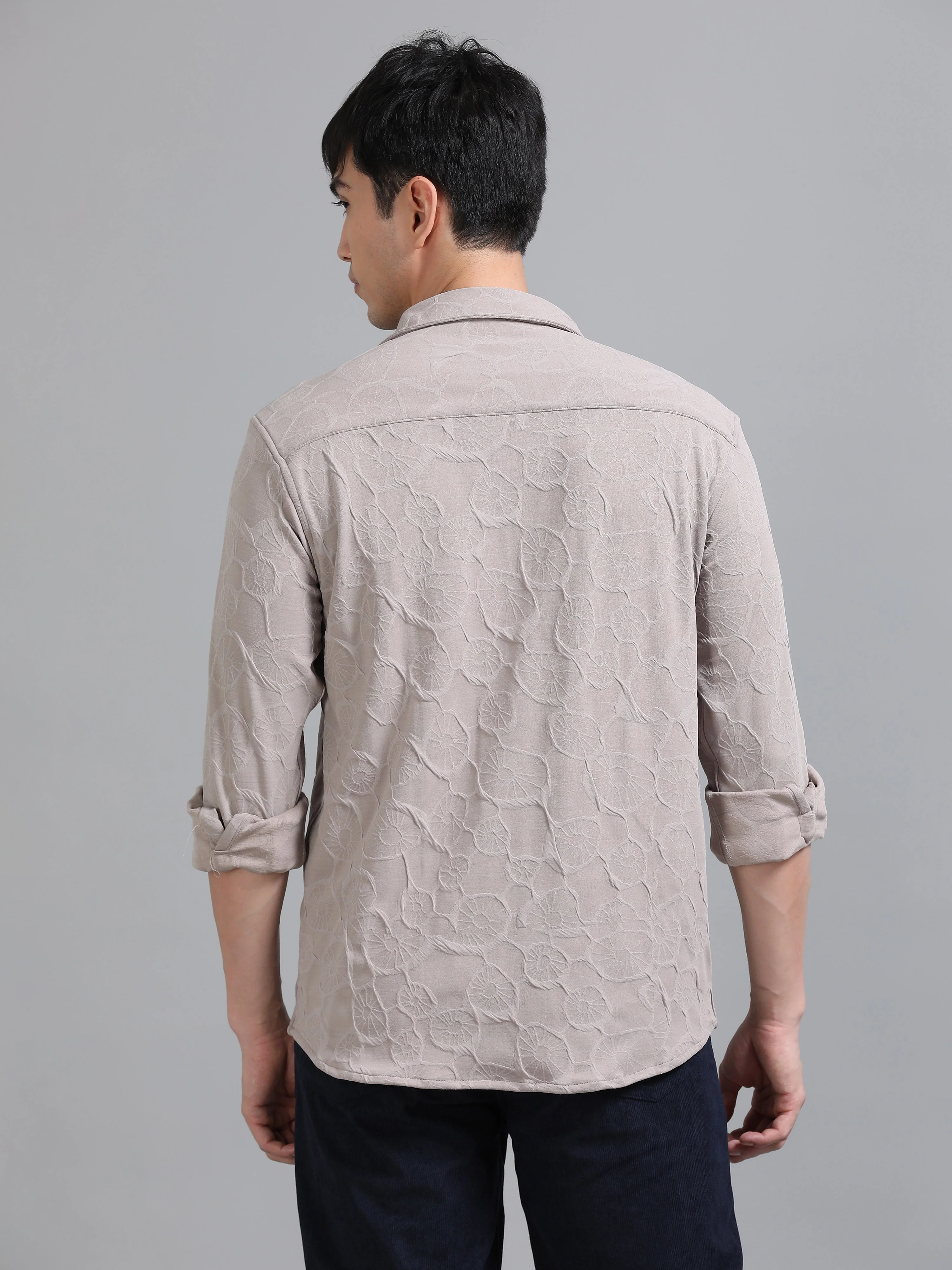 Men Florum Knit Mauve Shirt - Image 2