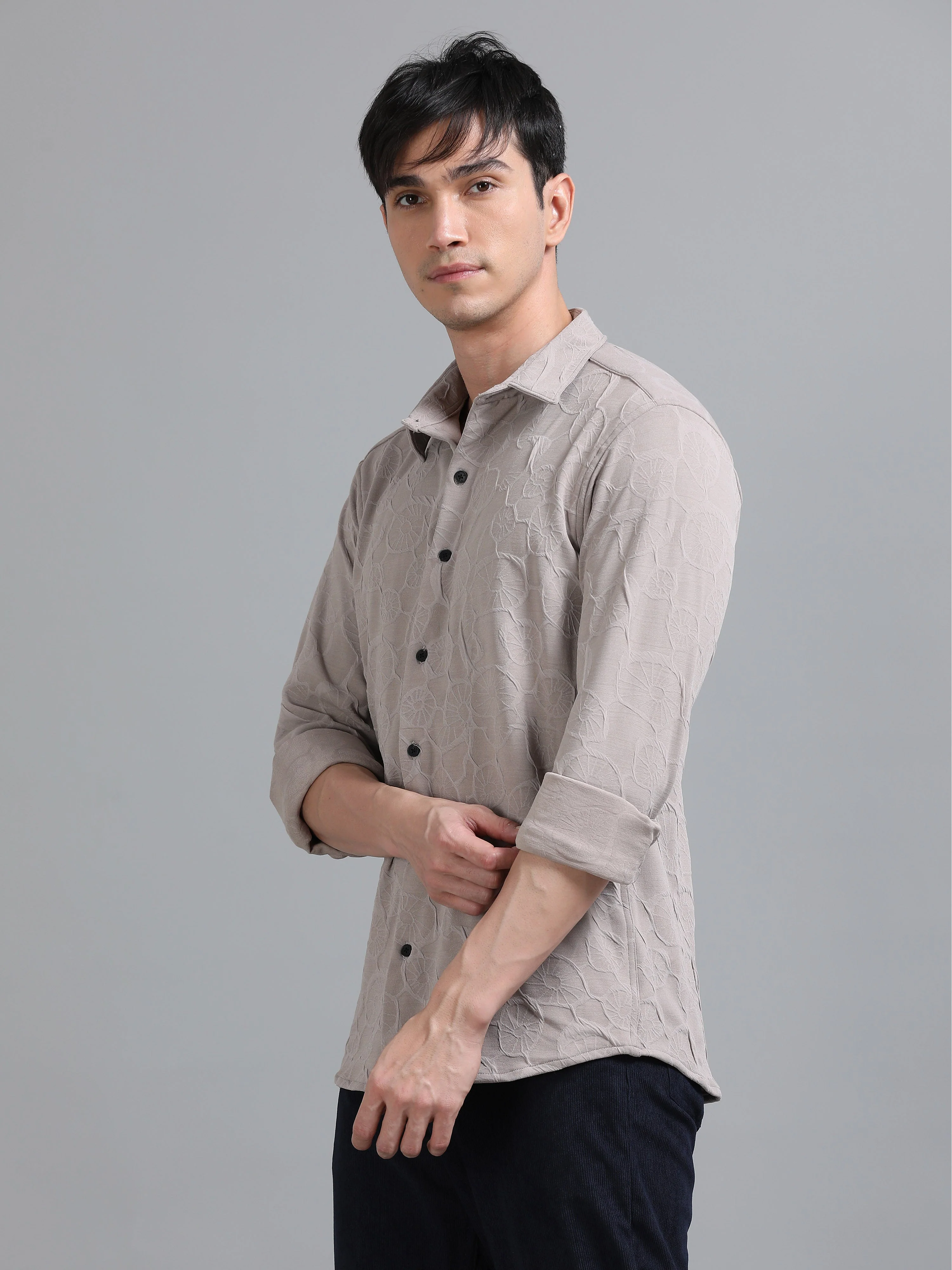 Men Florum Knit Mauve Shirt - Image 3