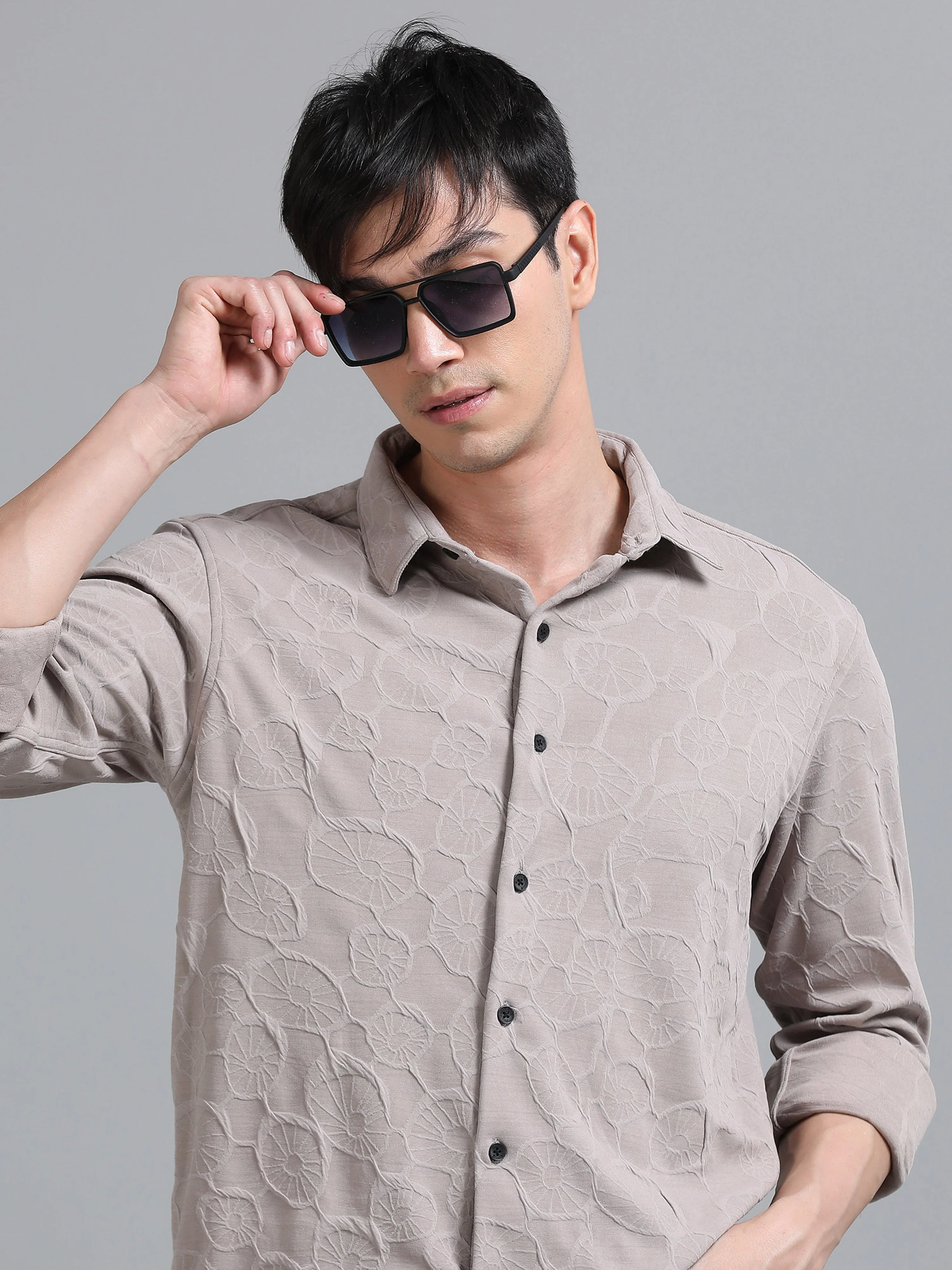Men Florum Knit Mauve Shirt - Image 4