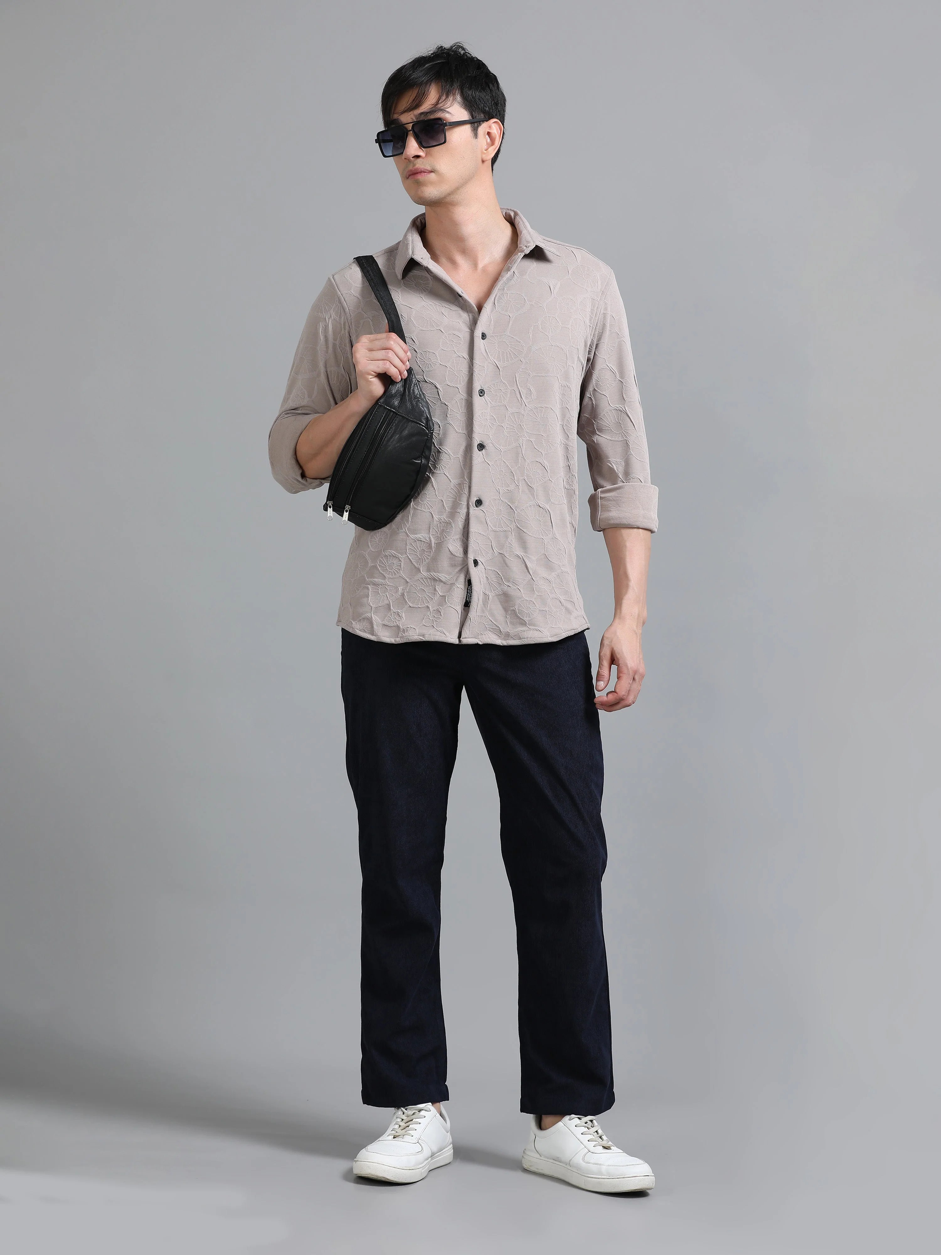 Men Florum Knit Mauve Shirt - Image 5