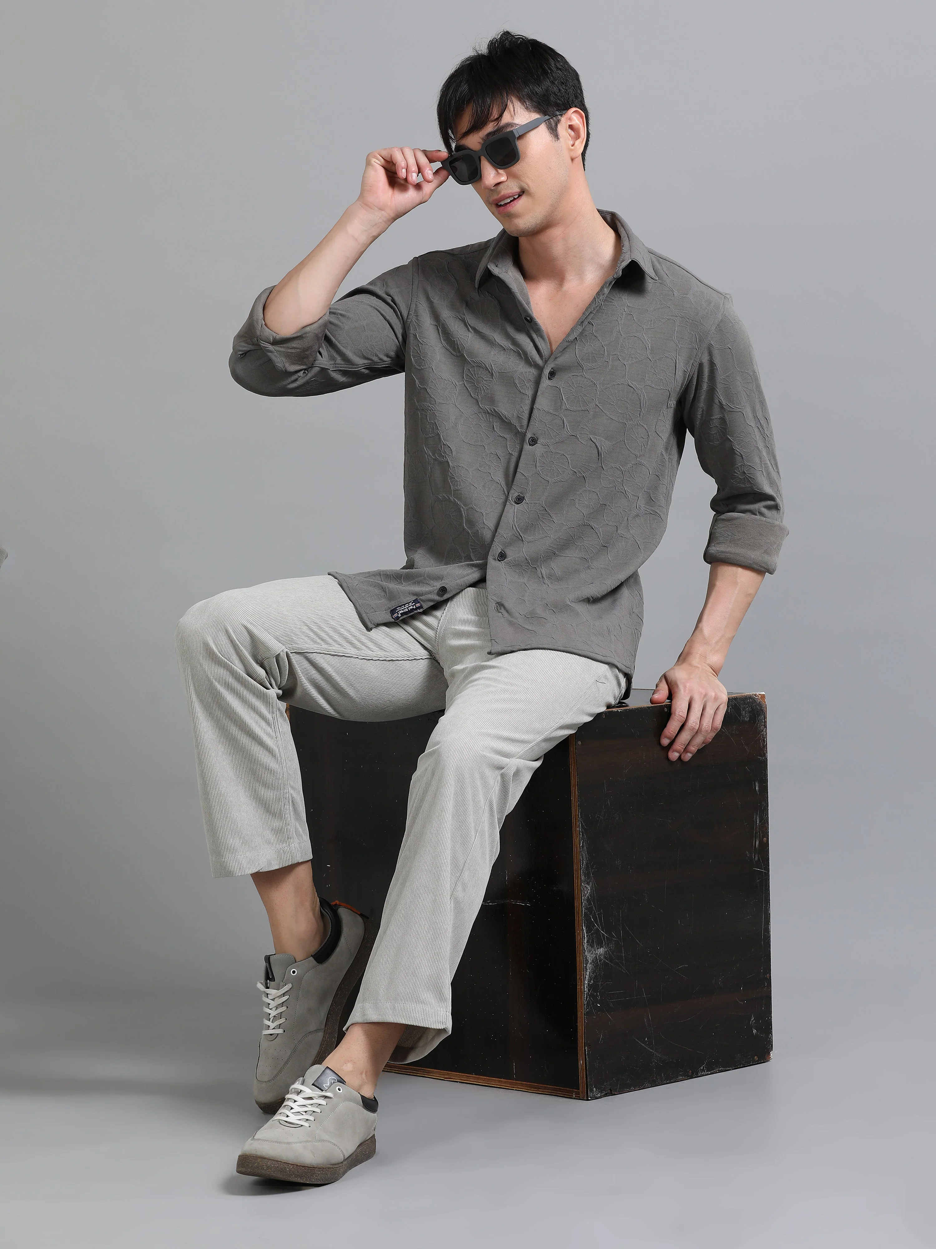 Men Florum Knit Mauve Shirt - Image 6