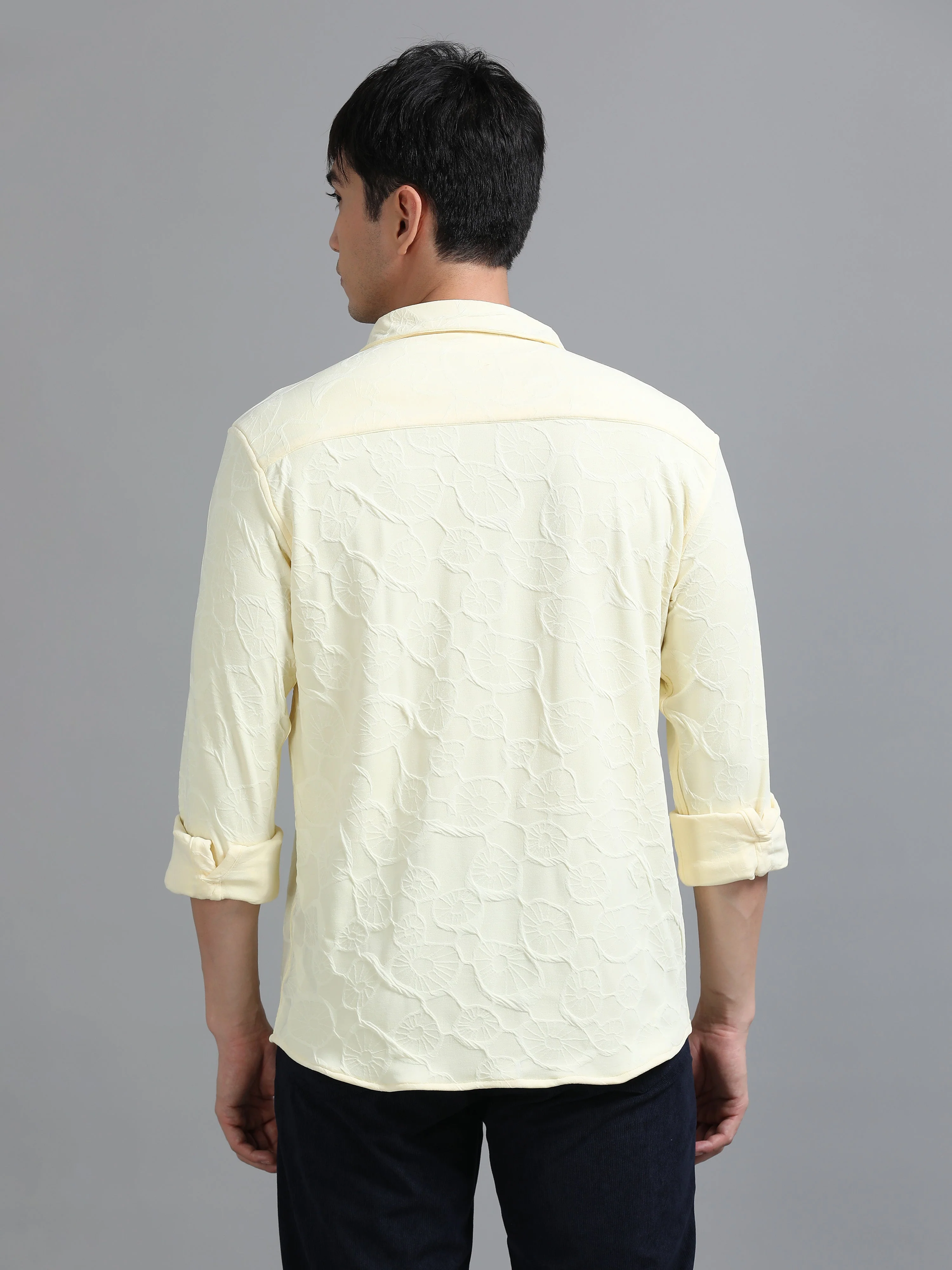 Men Florum Knit Yellow Shirt - Image 3