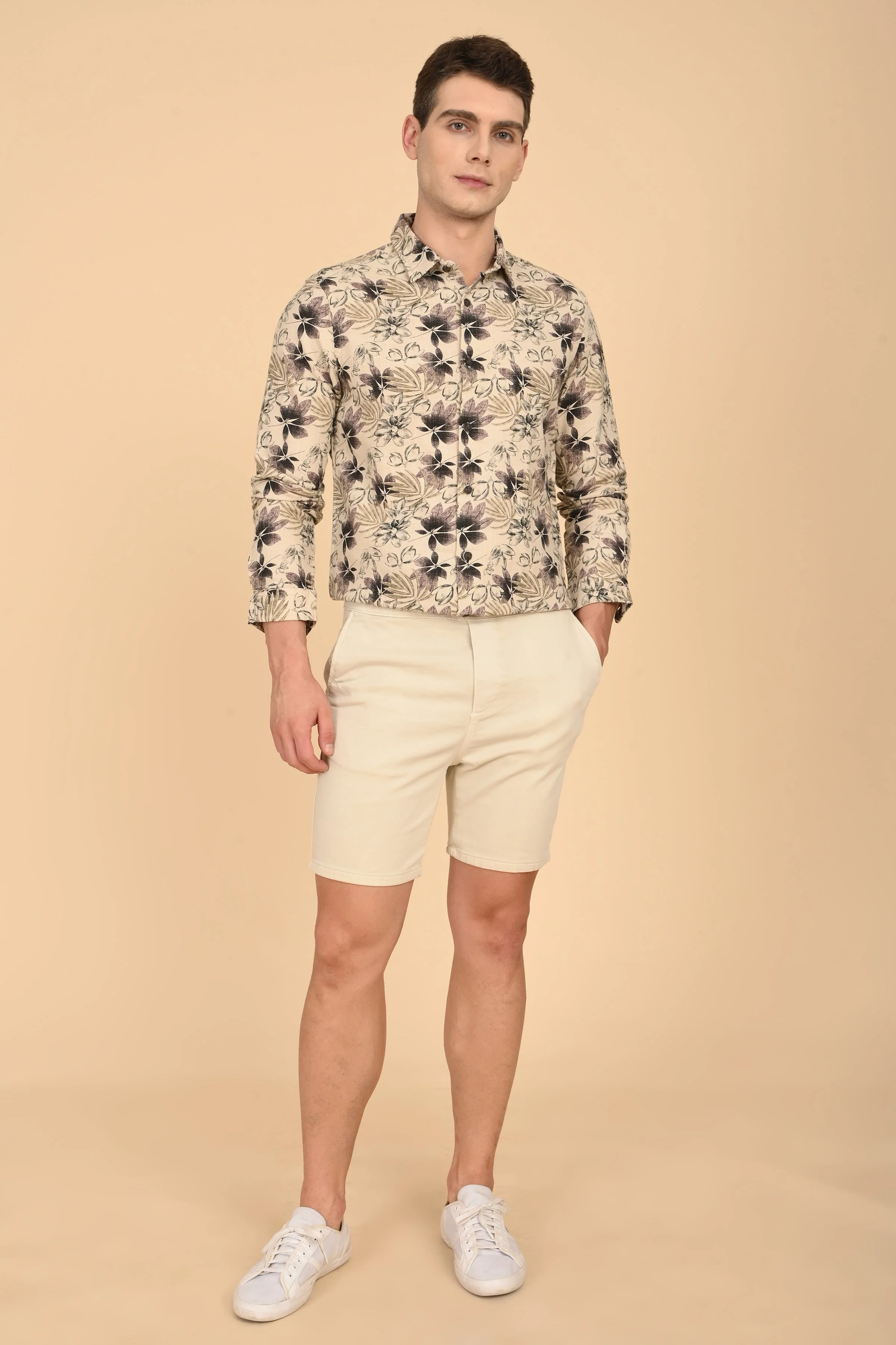 Men Flourish Cotton Slub Printed Shirt Purple - Image 5