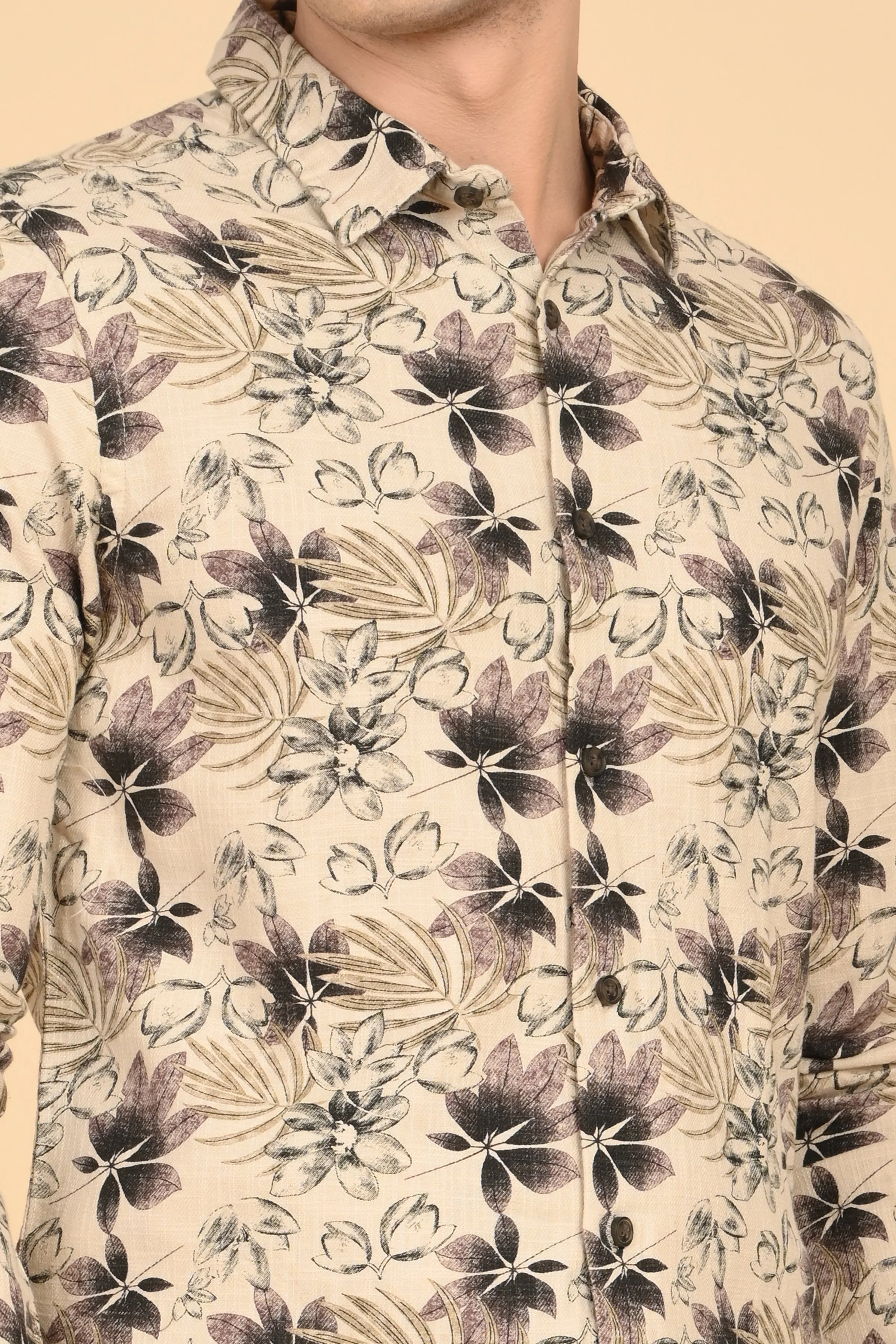 Men Flourish Cotton Slub Printed Shirt Purple - Image 6