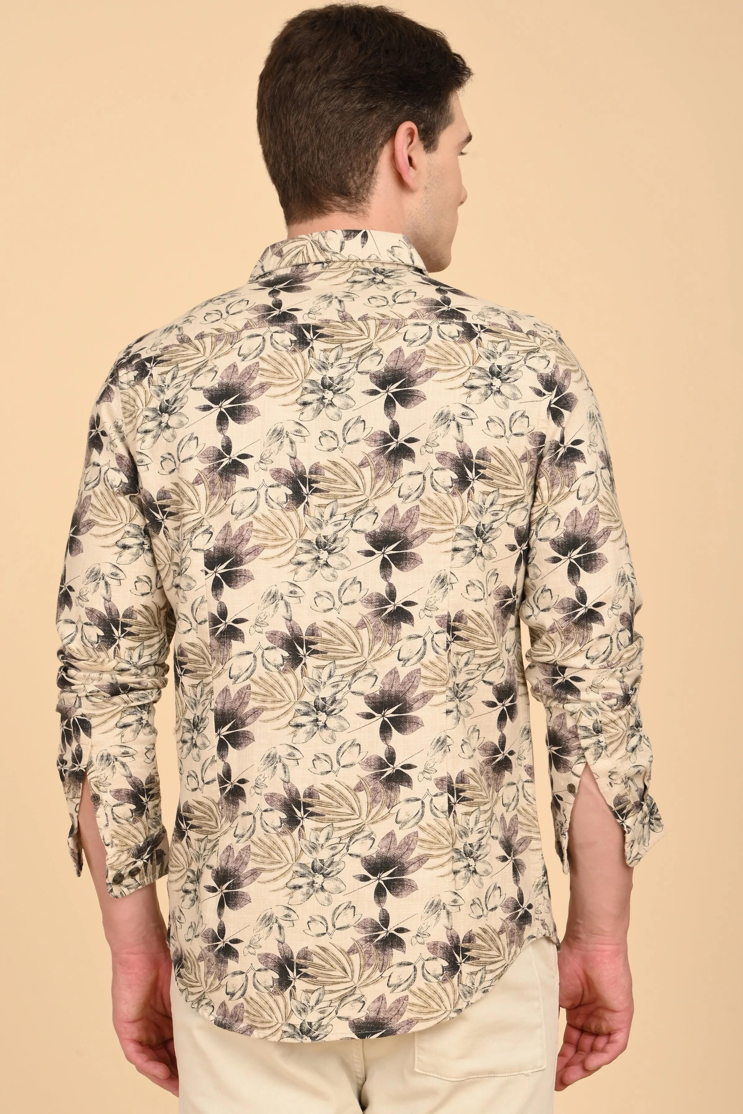 Men Flourish Cotton Slub Printed Shirt Purple - Image 7