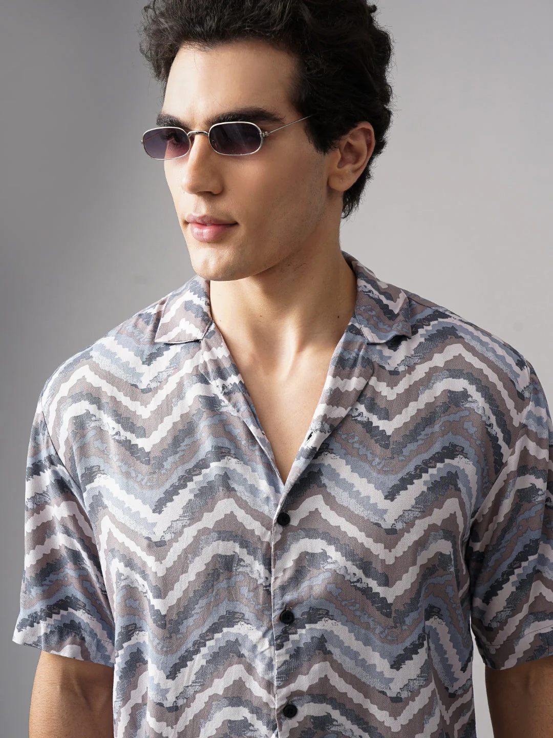 Men Flux Blue Oversized Rayon Shirt - Image 2