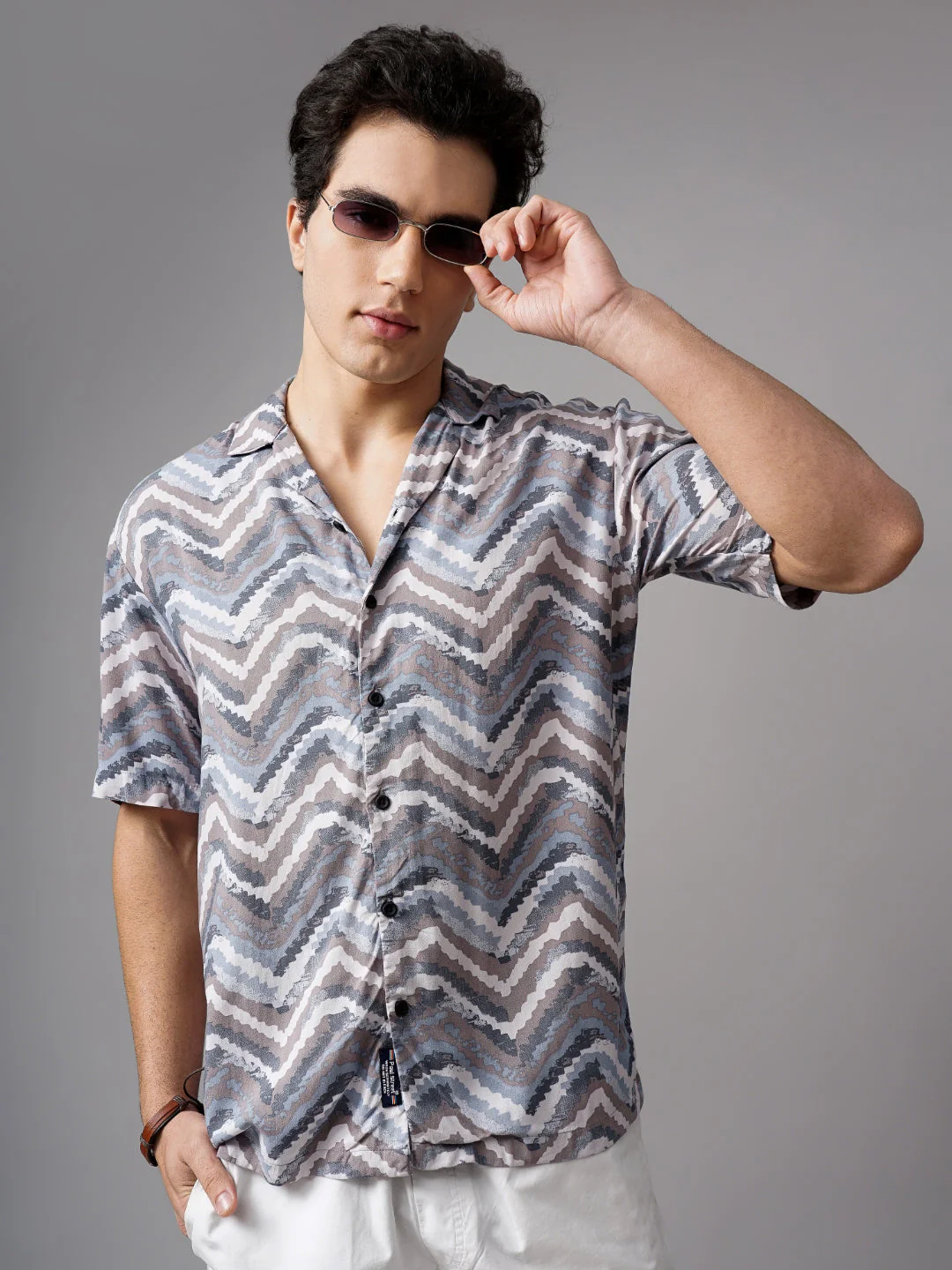 Men Flux Blue Oversized Rayon Shirt - Image 4