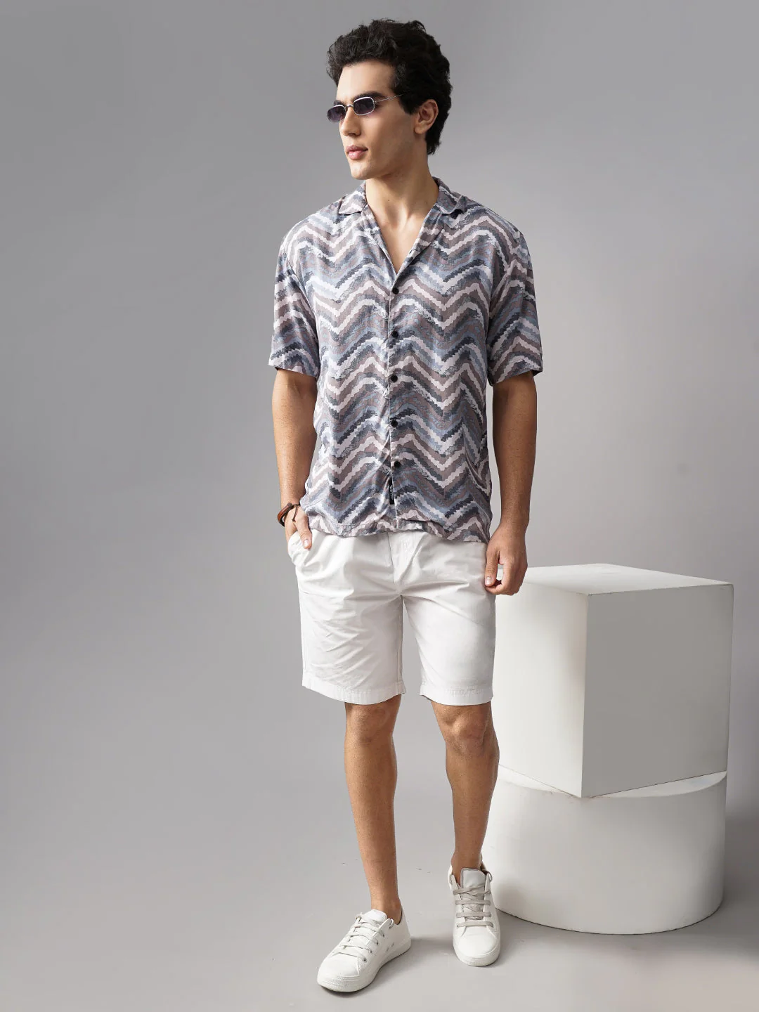 Men Flux Blue Oversized Rayon Shirt - Image 5