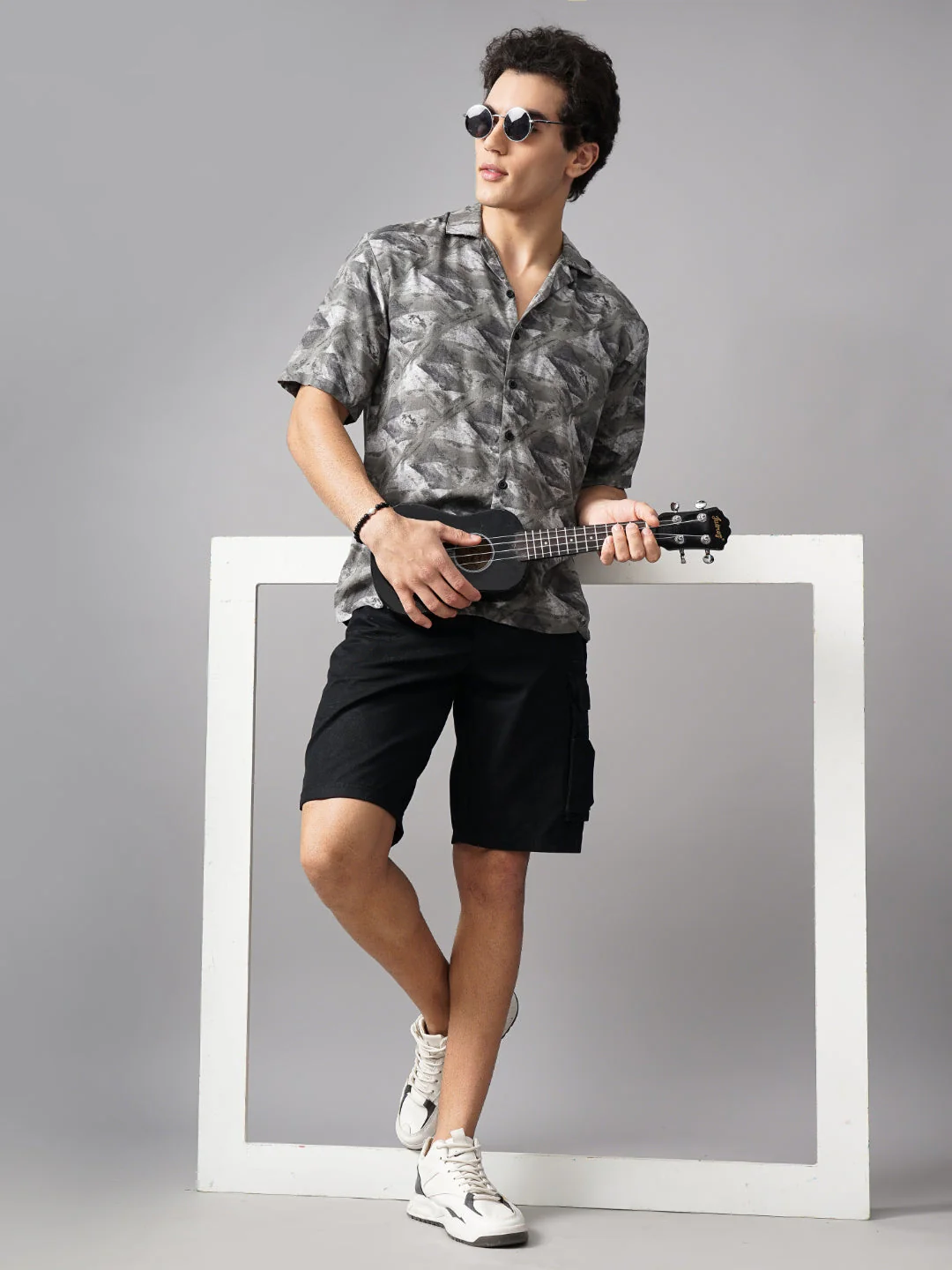 Men Flux Blue Oversized Rayon Shirt - Image 7