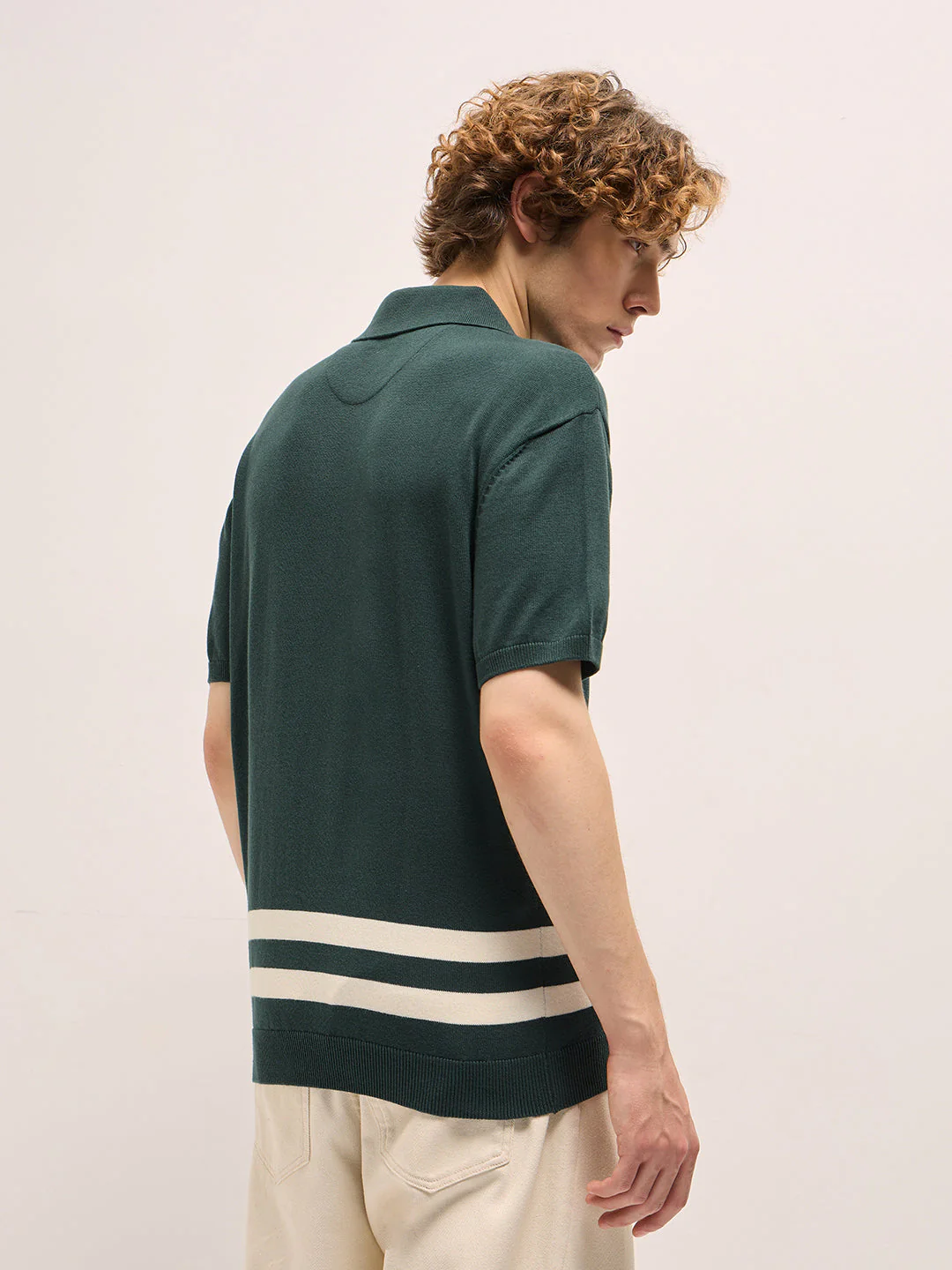Men Forest Green Solid Regular Fit Polo - Image 2