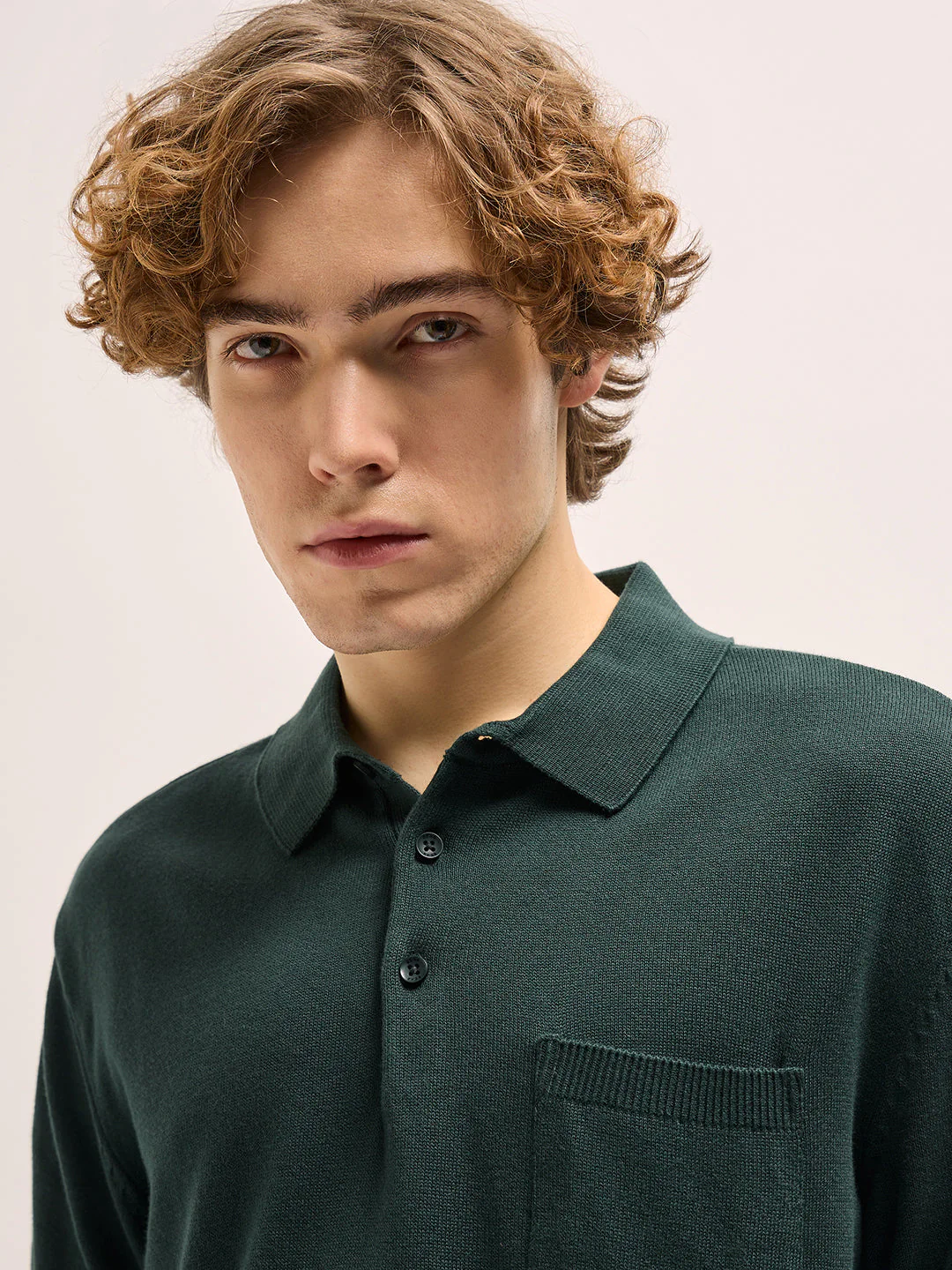 Men Forest Green Solid Regular Fit Polo - Image 5