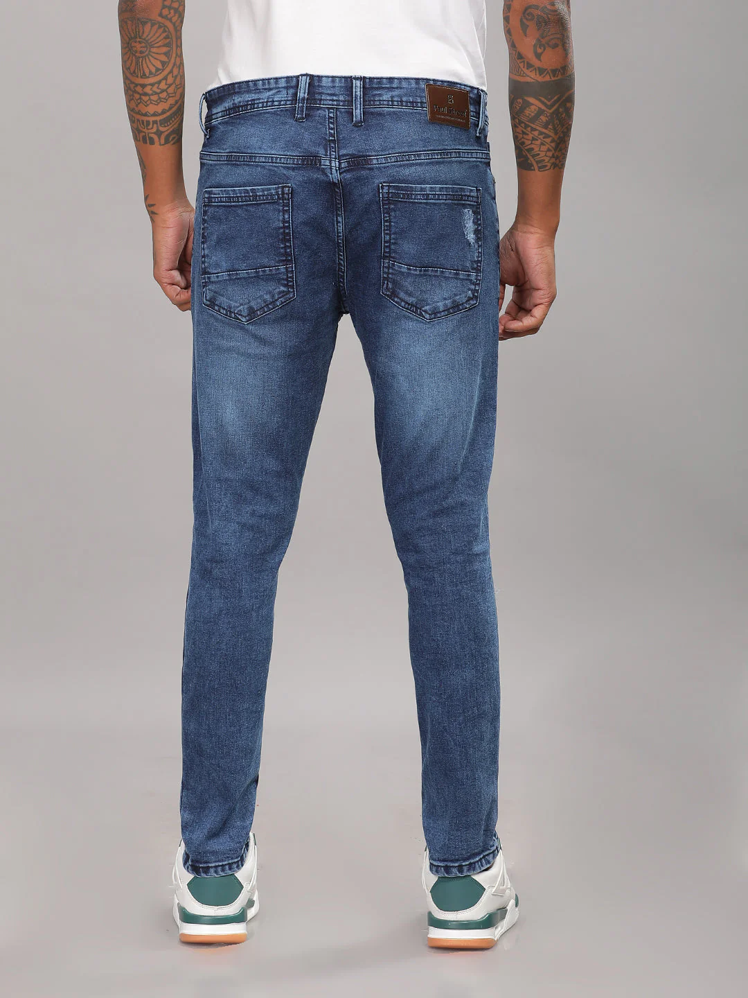 Men Frayed Blue Jeans - Image 2