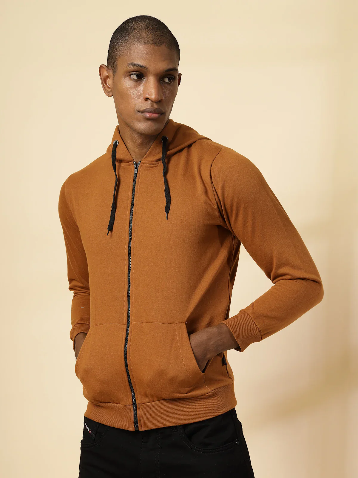 Men Front Zip With Hooded Neck Fleece Hoodies - Image 4