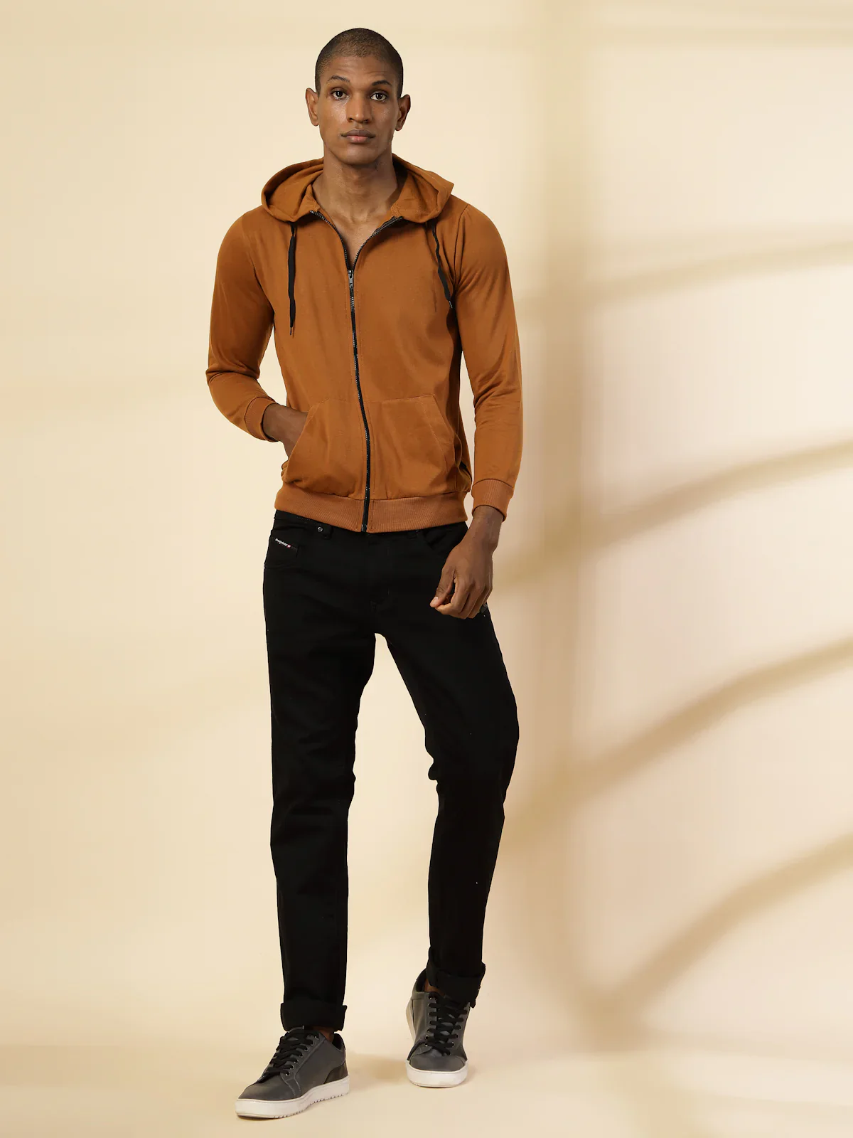 Men Front Zip With Hooded Neck Fleece Hoodies - Image 6
