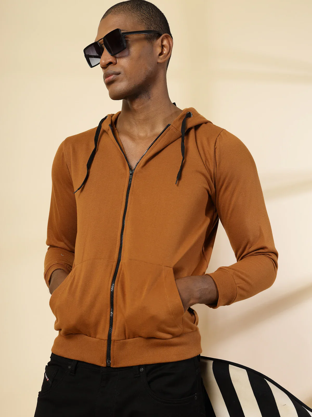 Men Front Zip With Hooded Neck Fleece Hoodies - Image 7