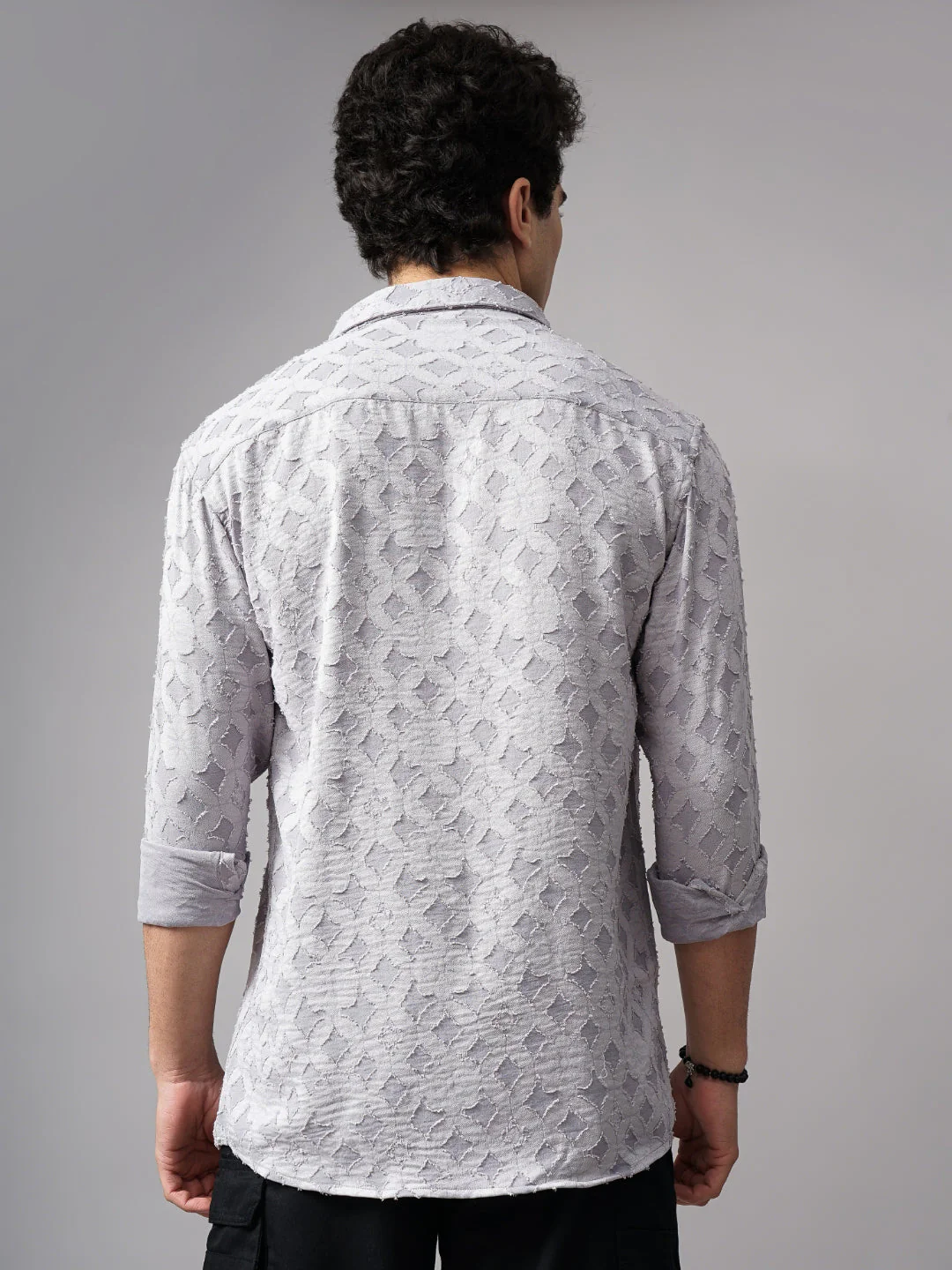 Men Furano Grey Self-Design Shirt - Image 4