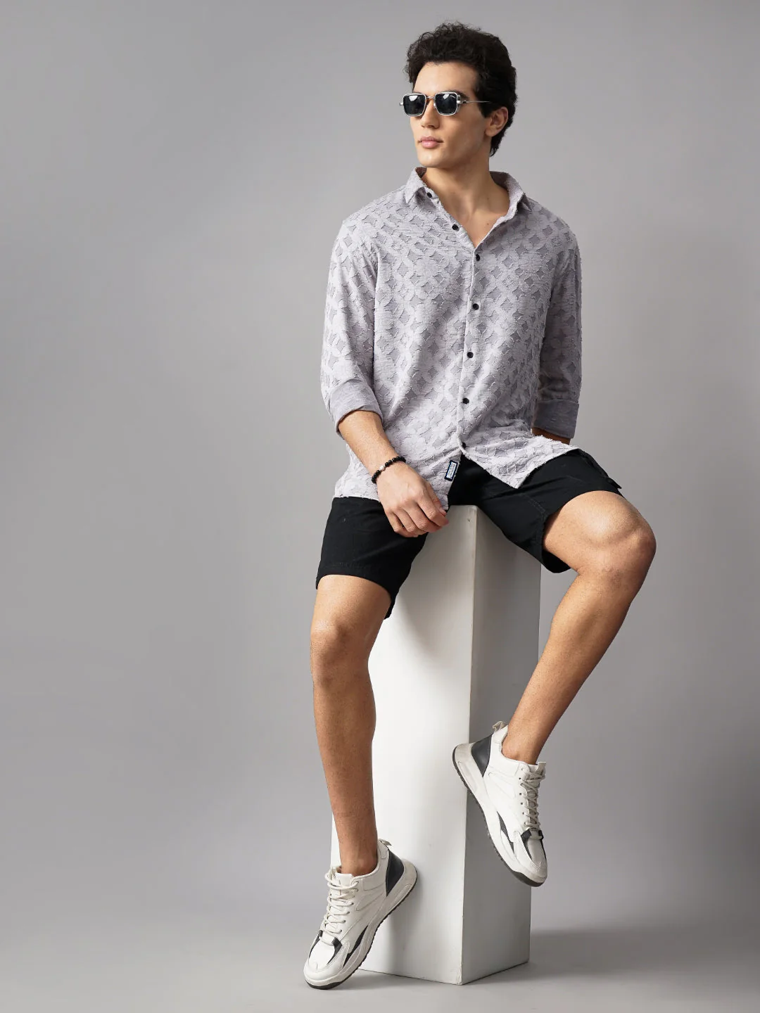 Men Furano Grey Self-Design Shirt - Image 6
