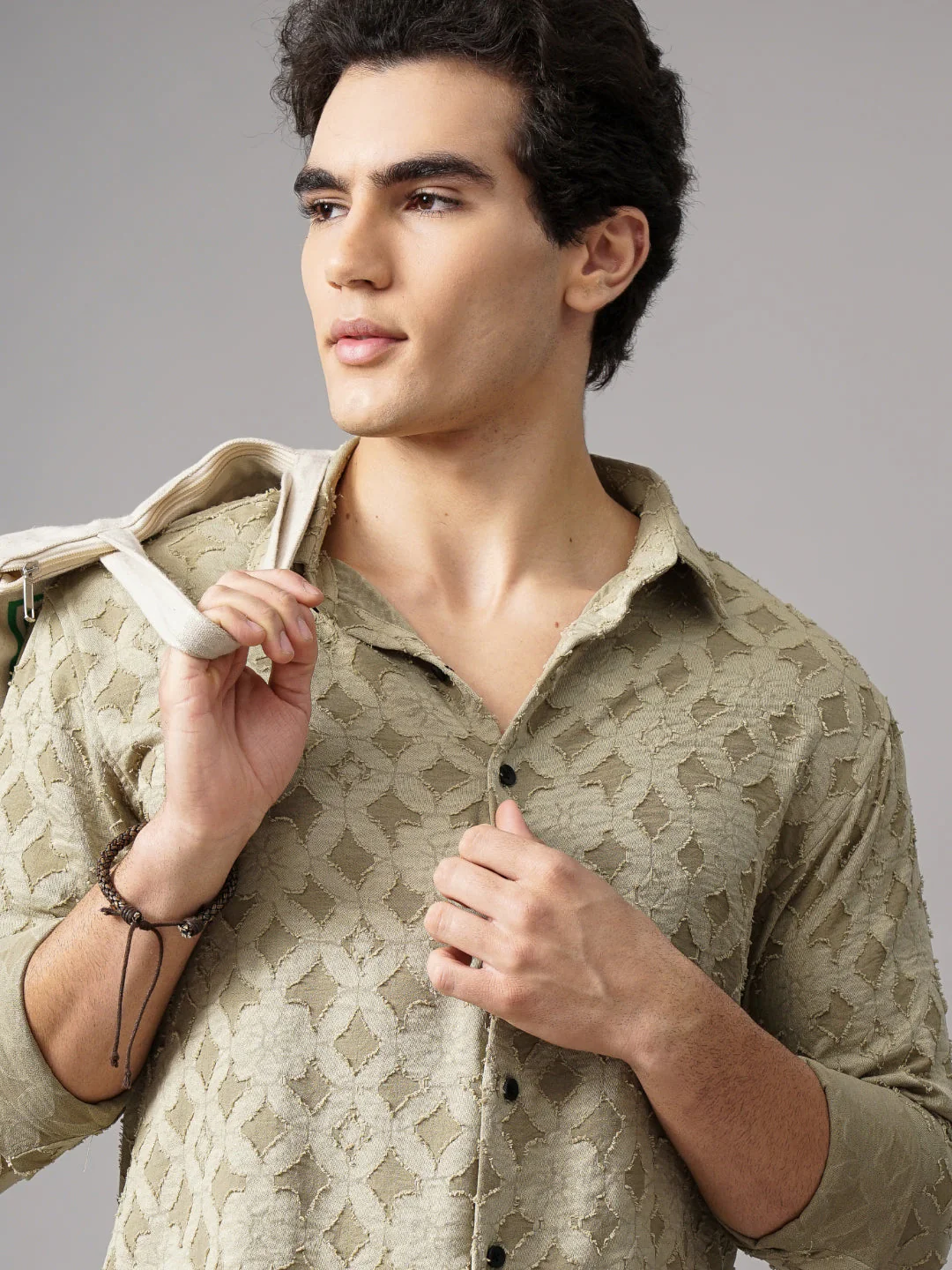 Men Furano Grey Self-Design Shirt - Image 7