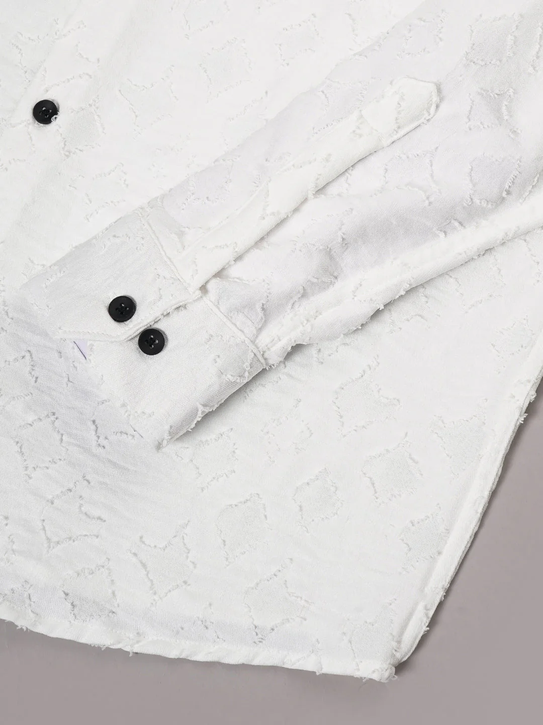 Men Furano White Self-Design Shirt - Image 6
