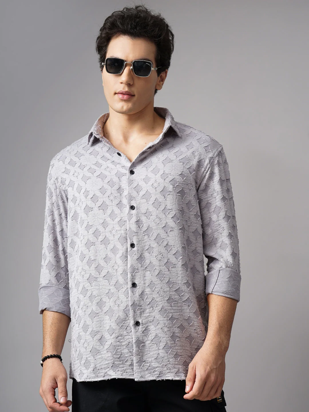 Men Furano White Self-Design Shirt - Image 7