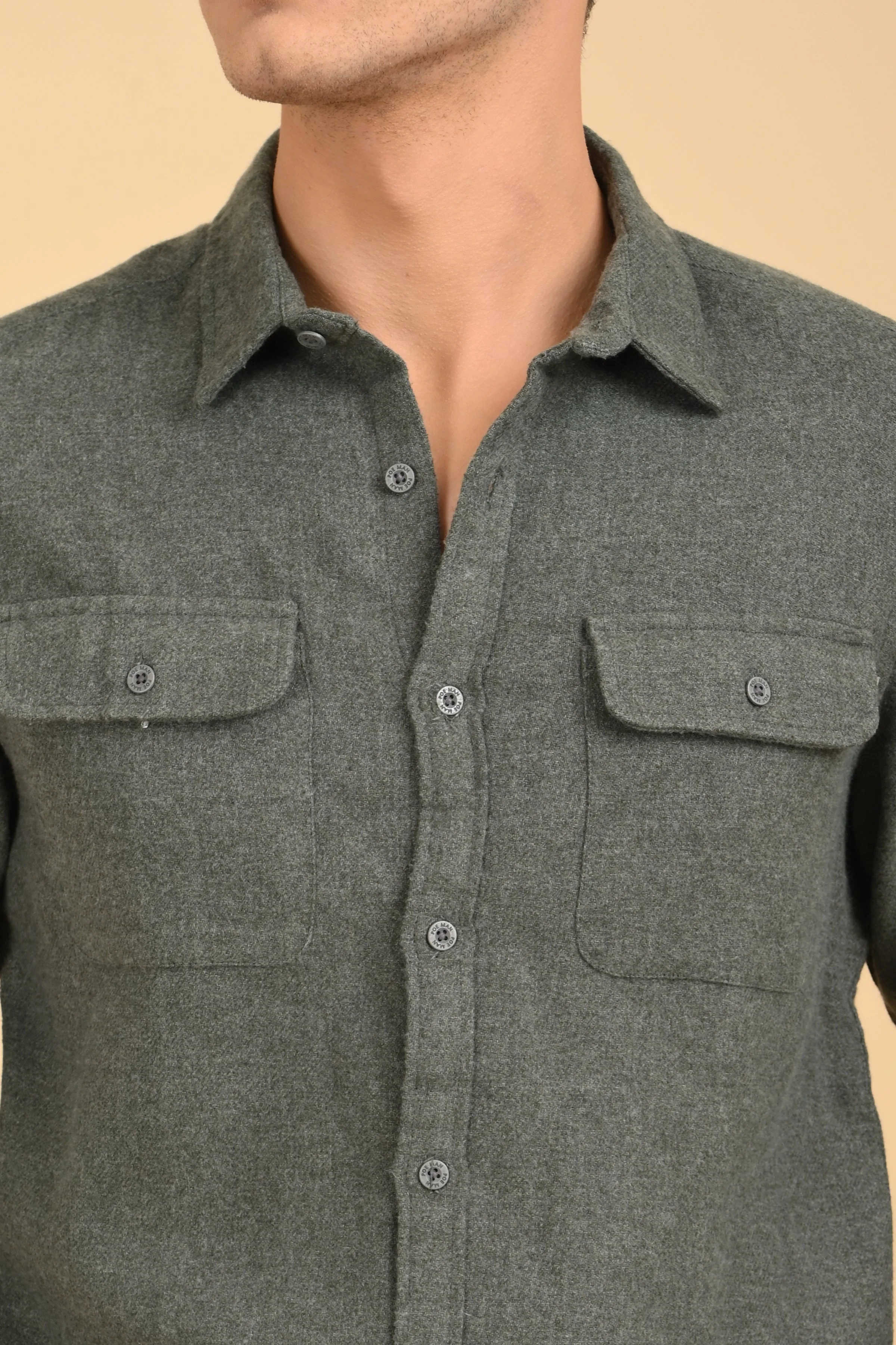 Men Georgia Melange Shirt Dark Green - Image 6