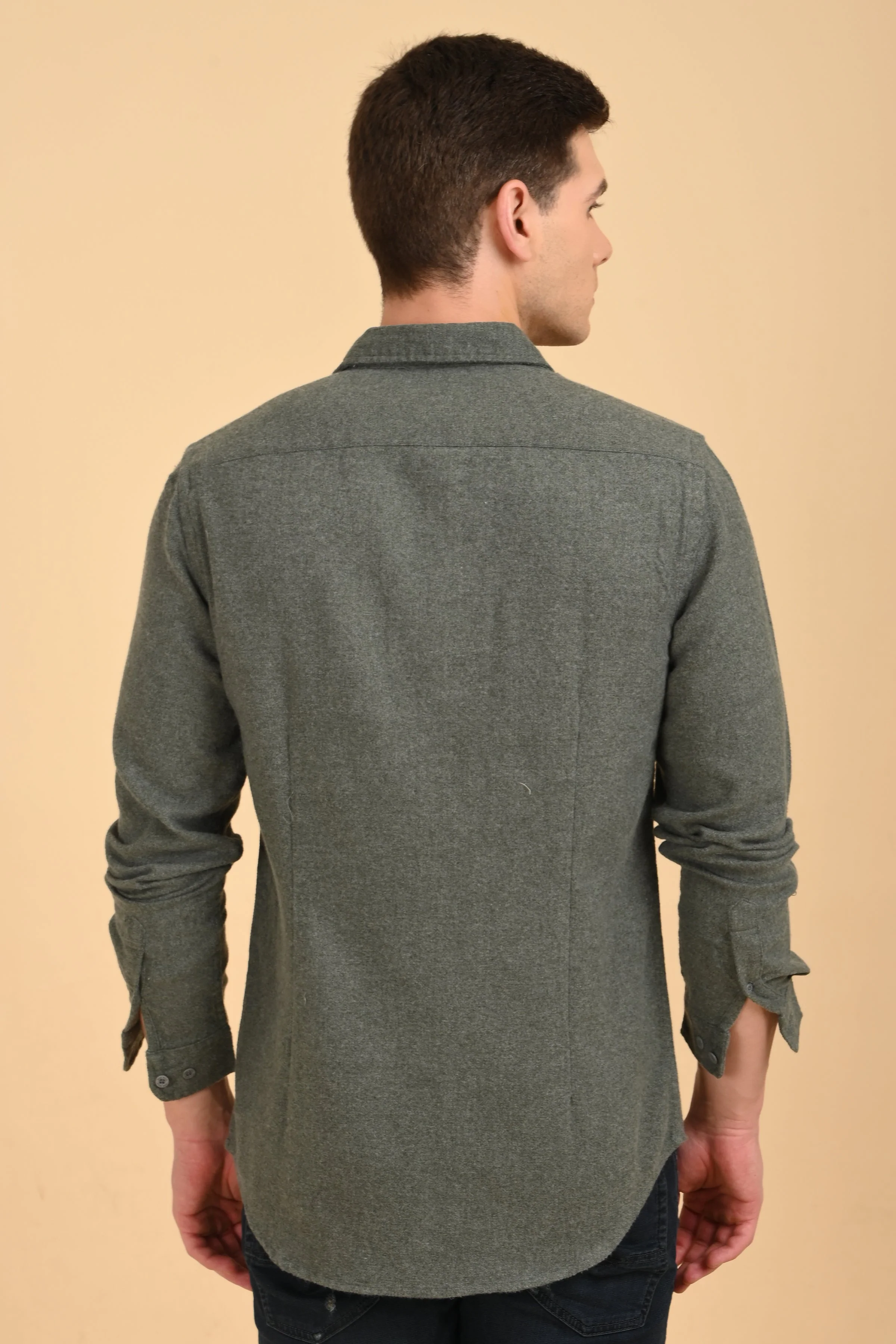 Men Georgia Melange Shirt Dark Green - Image 7