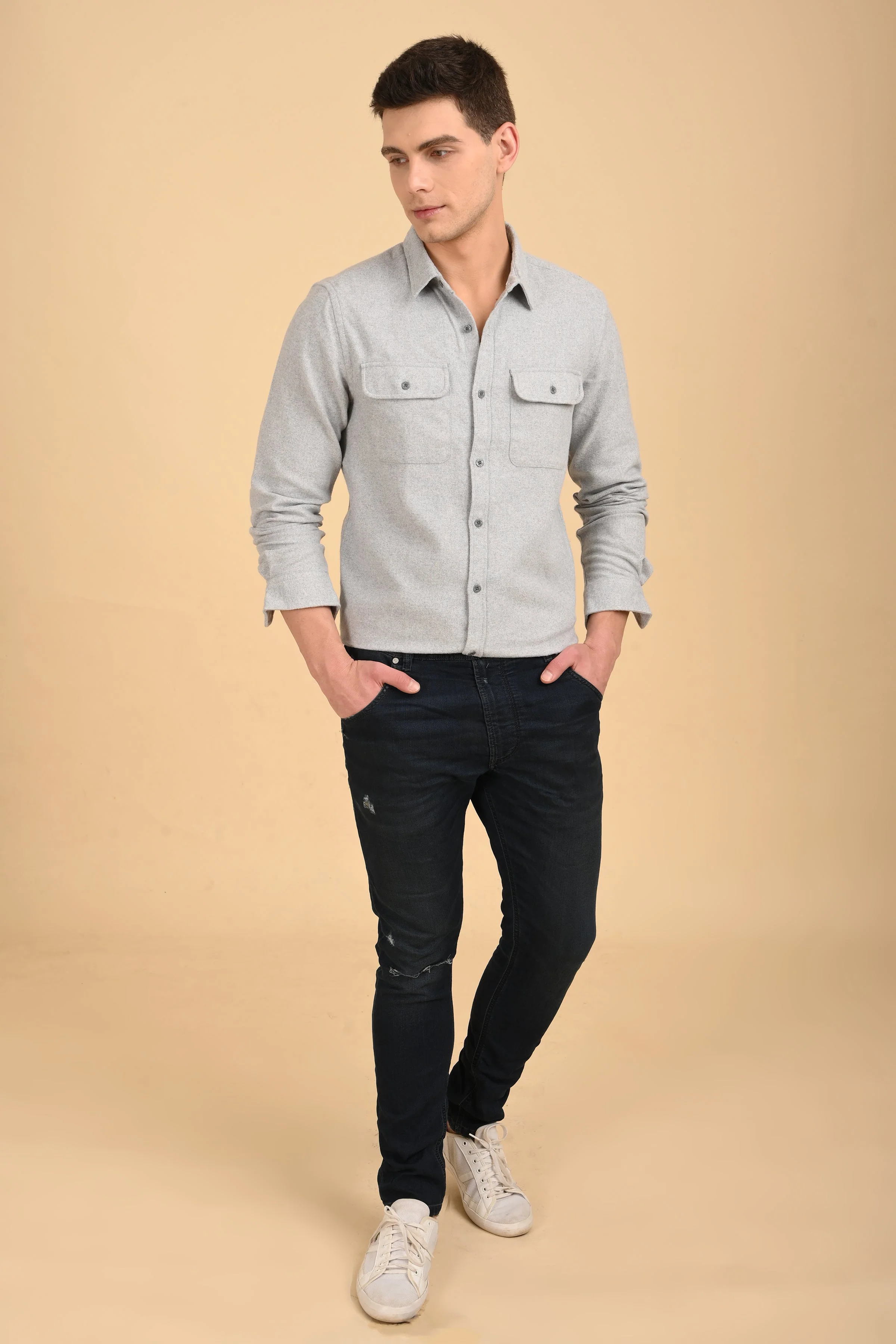 Men Georgia Melange Shirt Melange Style - Image 5