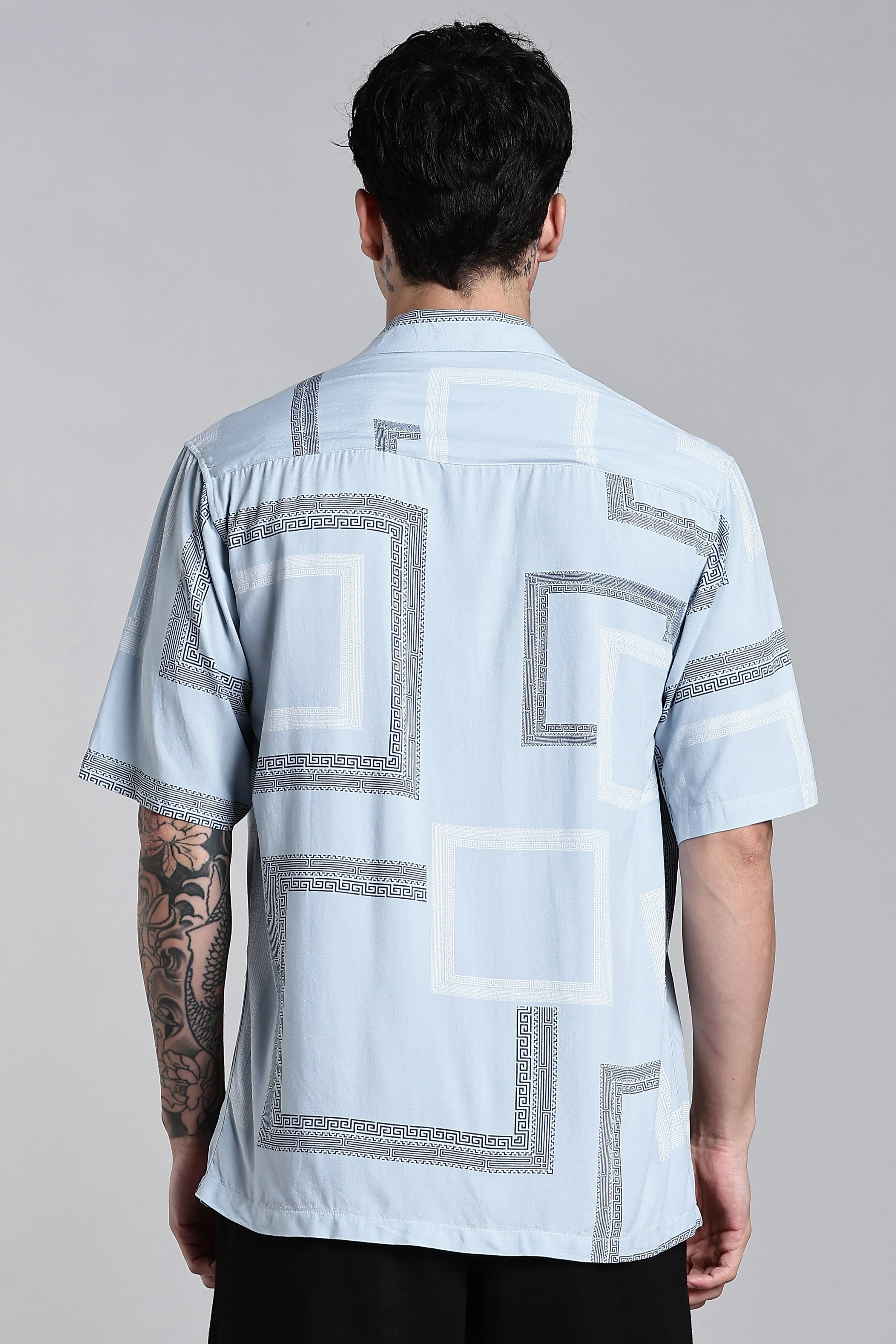 Men Glide Blue Printed Shirt - Image 2