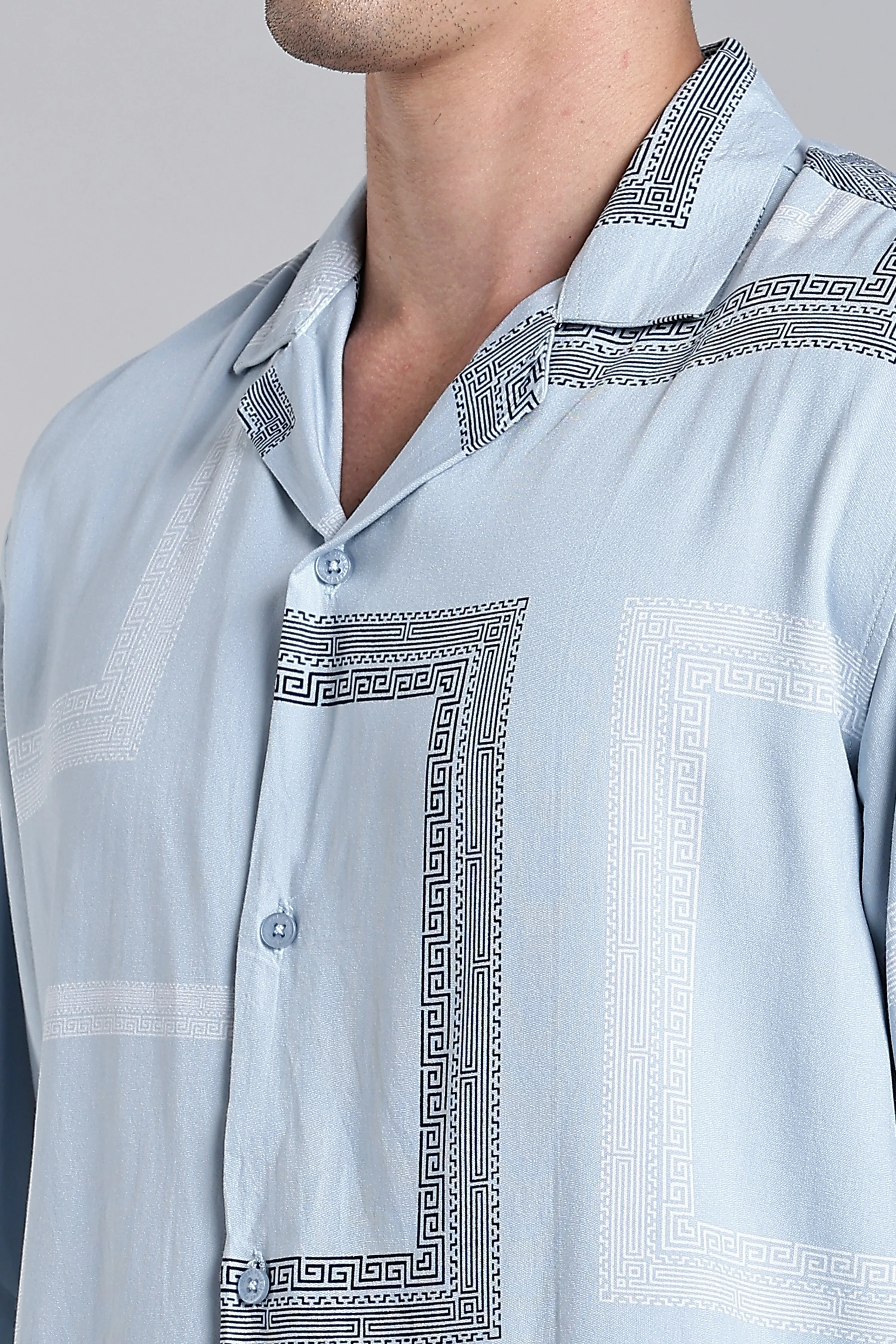 Men Glide Blue Printed Shirt - Image 4