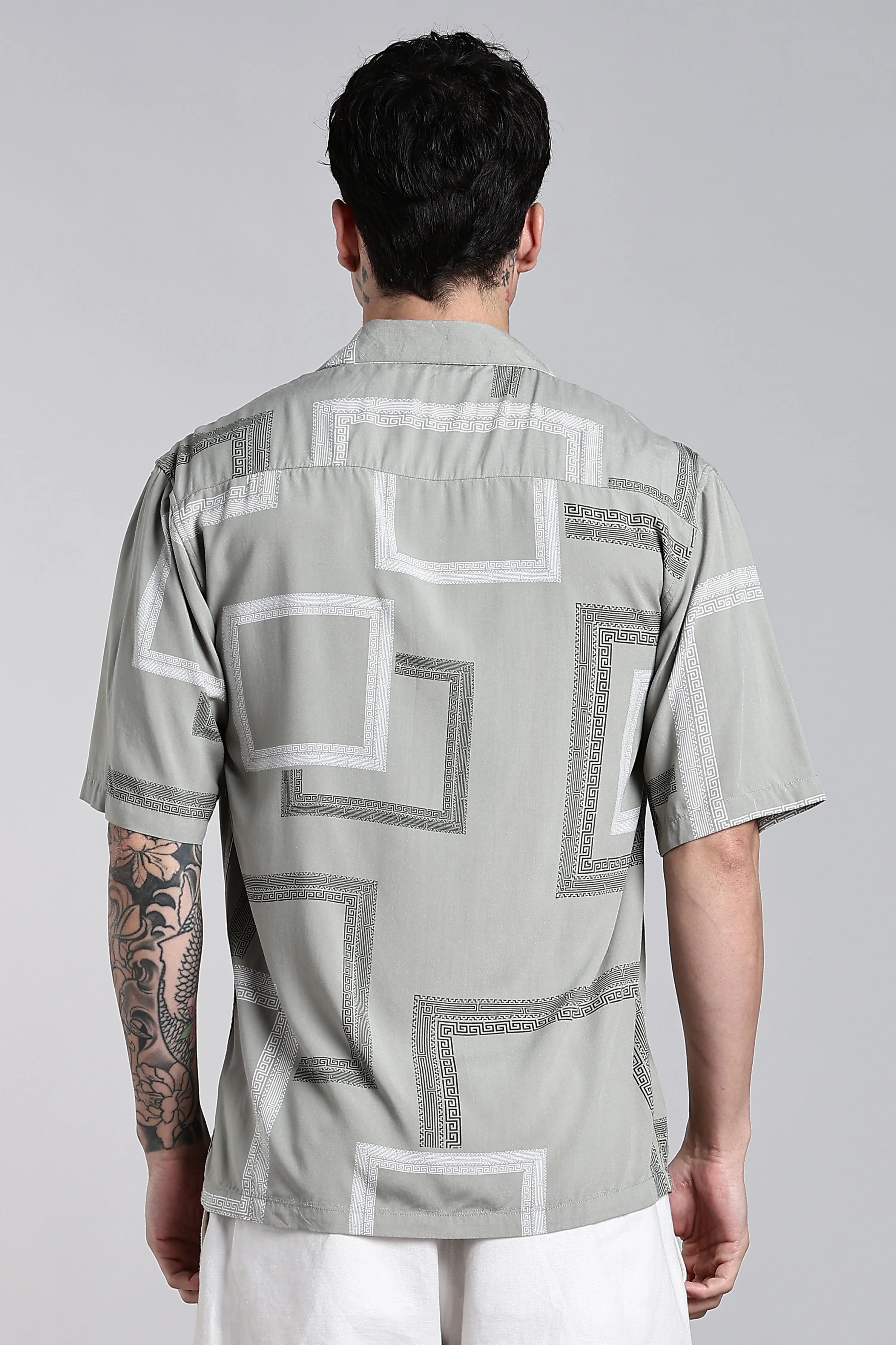 Men Glide Green Printed Shirt - Image 2