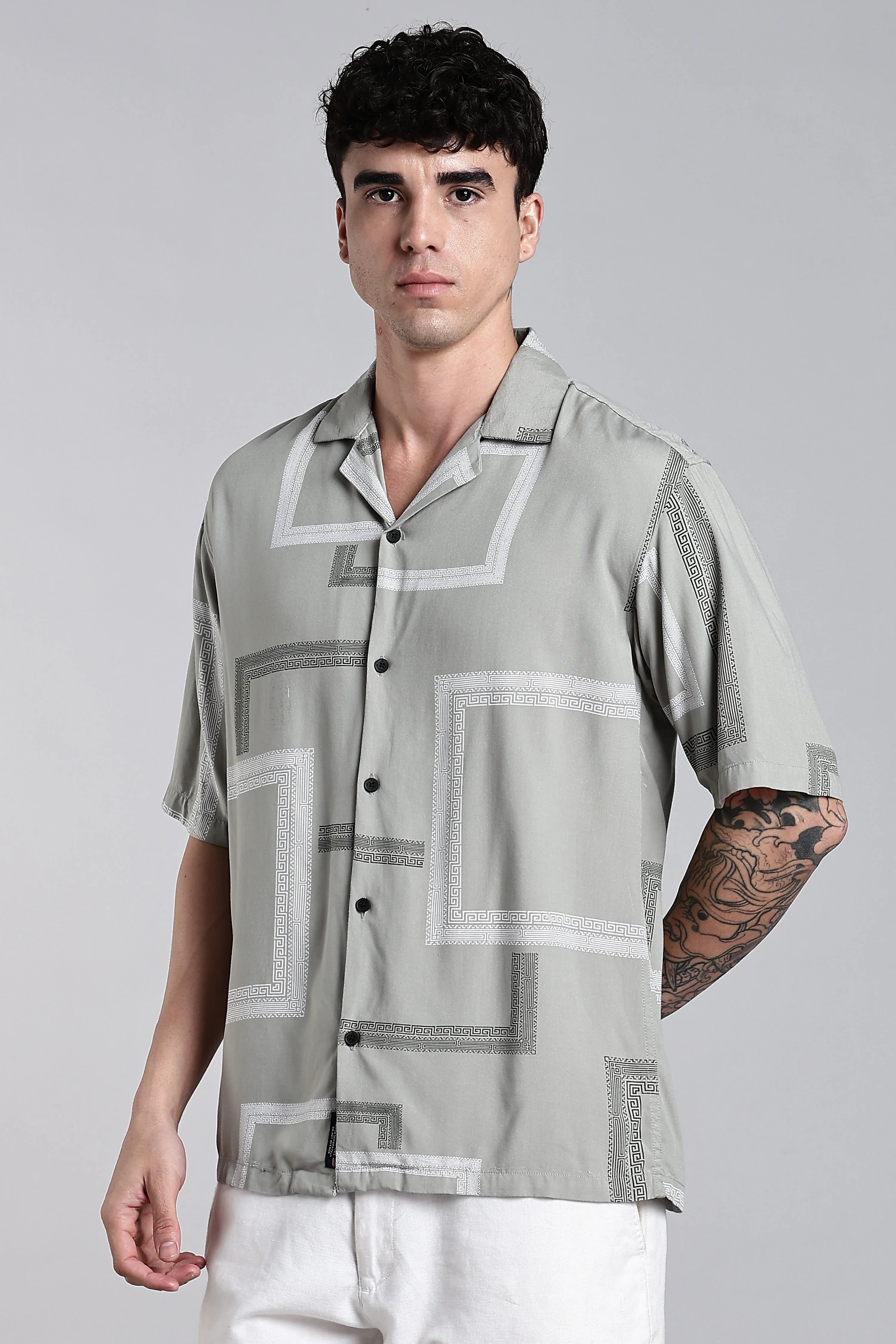 Men Glide Green Printed Shirt - Image 5