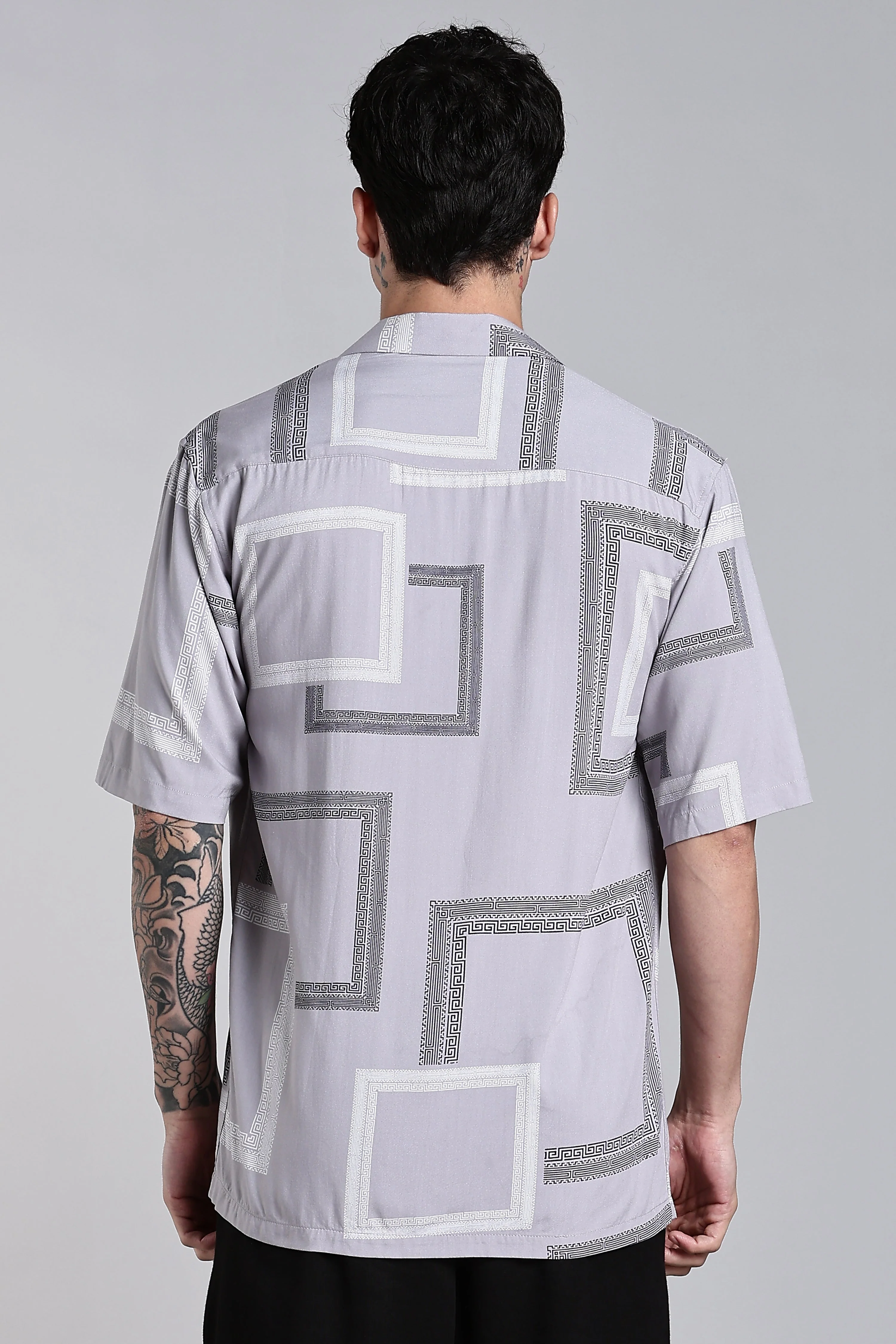 Men Glide Grey Printed Shirt - Image 2
