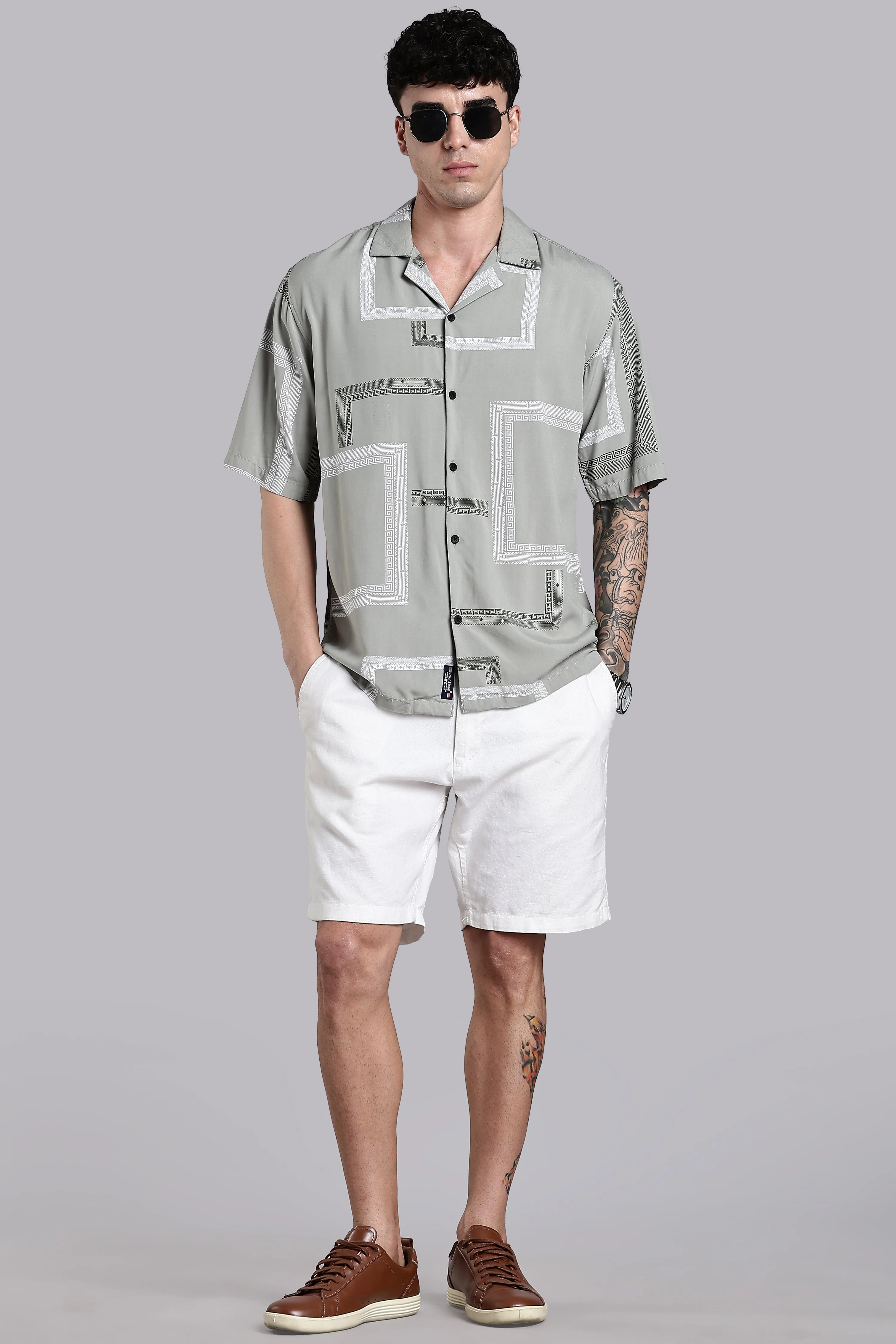 Men Glide Grey Printed Shirt - Image 6