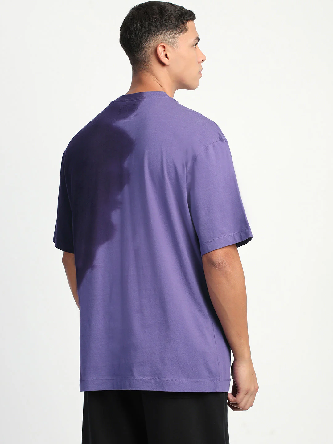 Men Gradient Purple Short Sleeve Crew Neck T-Shirt - Image 4