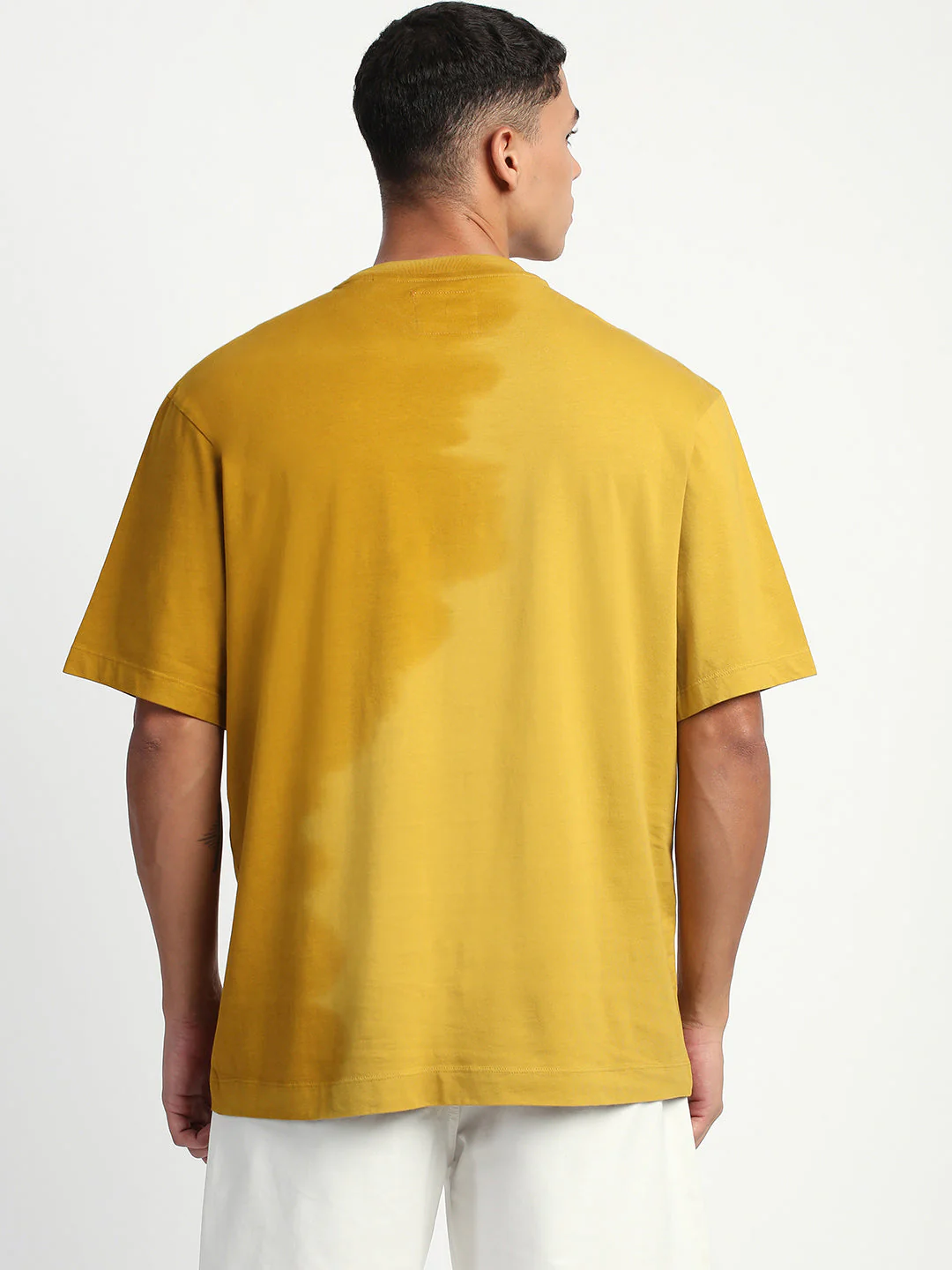 Men Gradient Yellow Short Sleeve Crew Neck T-Shirt - Image 4