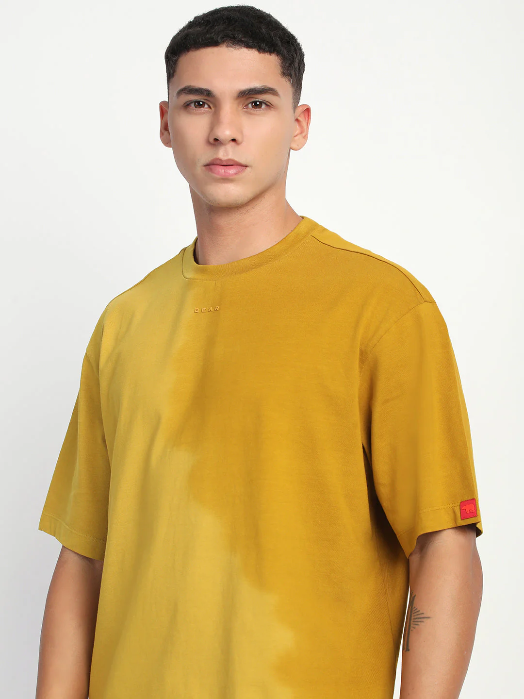 Men Gradient Yellow Short Sleeve Crew Neck T-Shirt - Image 6