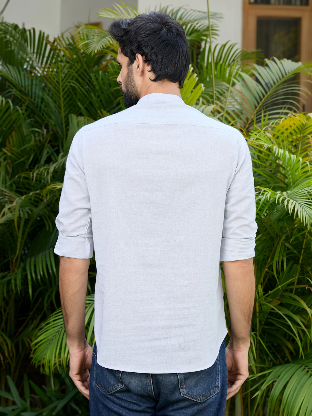 Men Gray Pure Cotton Short Kurta - Image 5