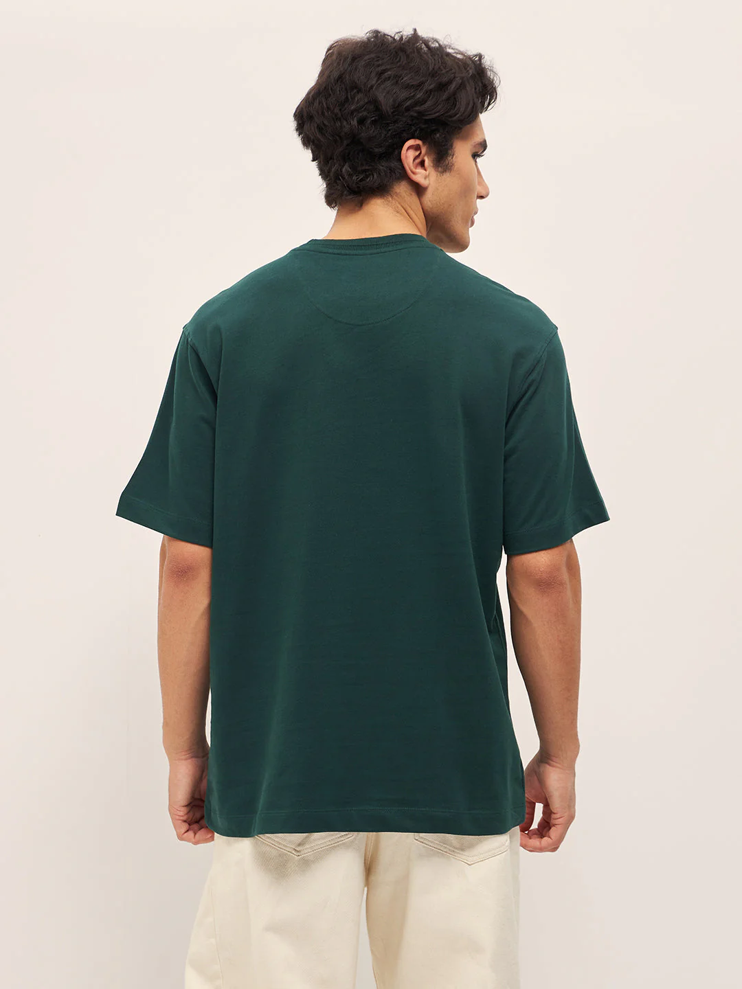 Men Green 3D graphic Print Crew Neck Oversize T-Shirt - Image 2