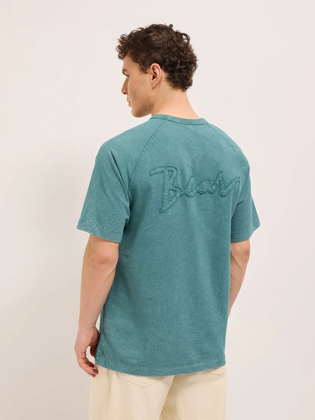 Men Green Acid Wash Oversized T-Shirt - Image 2