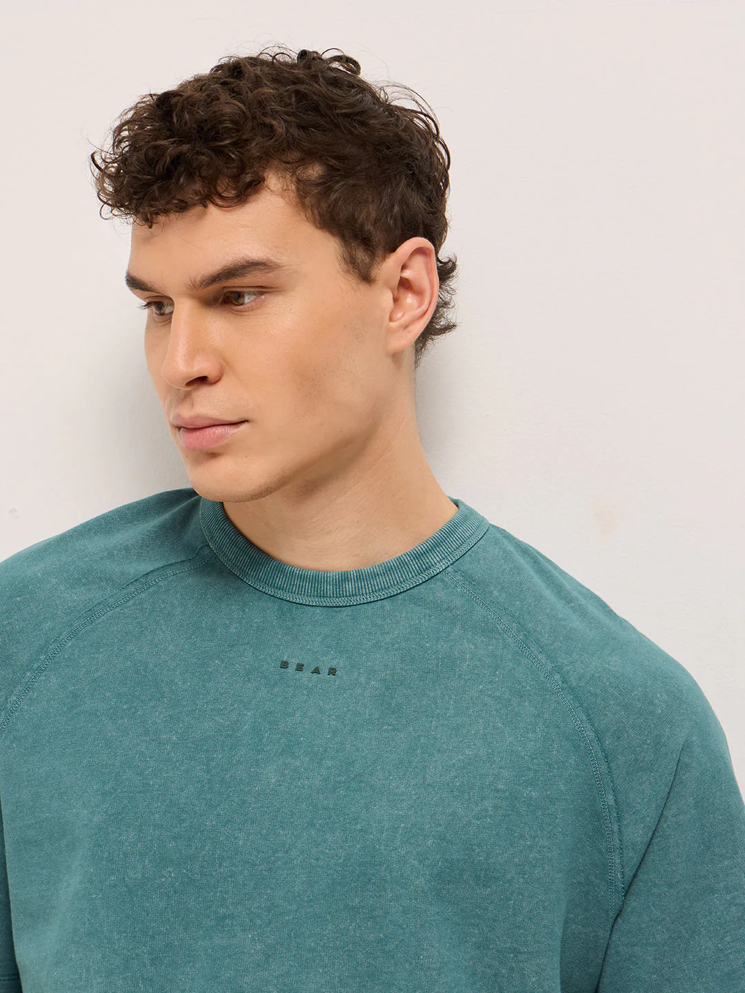 Men Green Acid Wash Oversized T-Shirt - Image 5