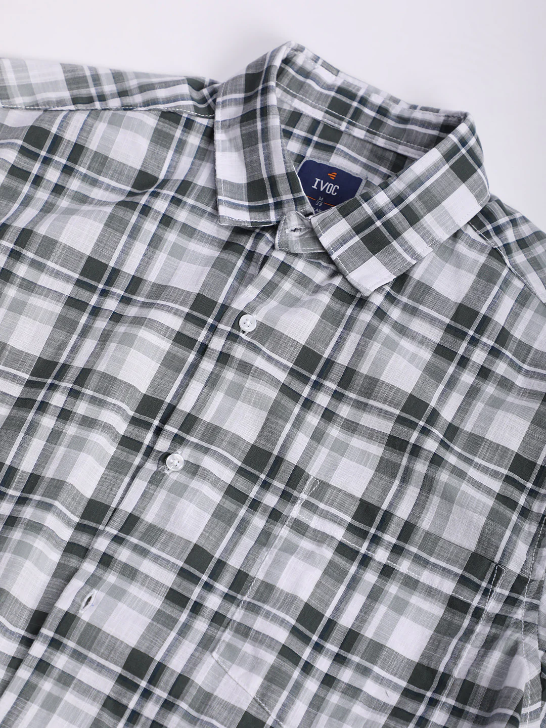 Men Green and White Checked Single Pocket Shirt - Image 6