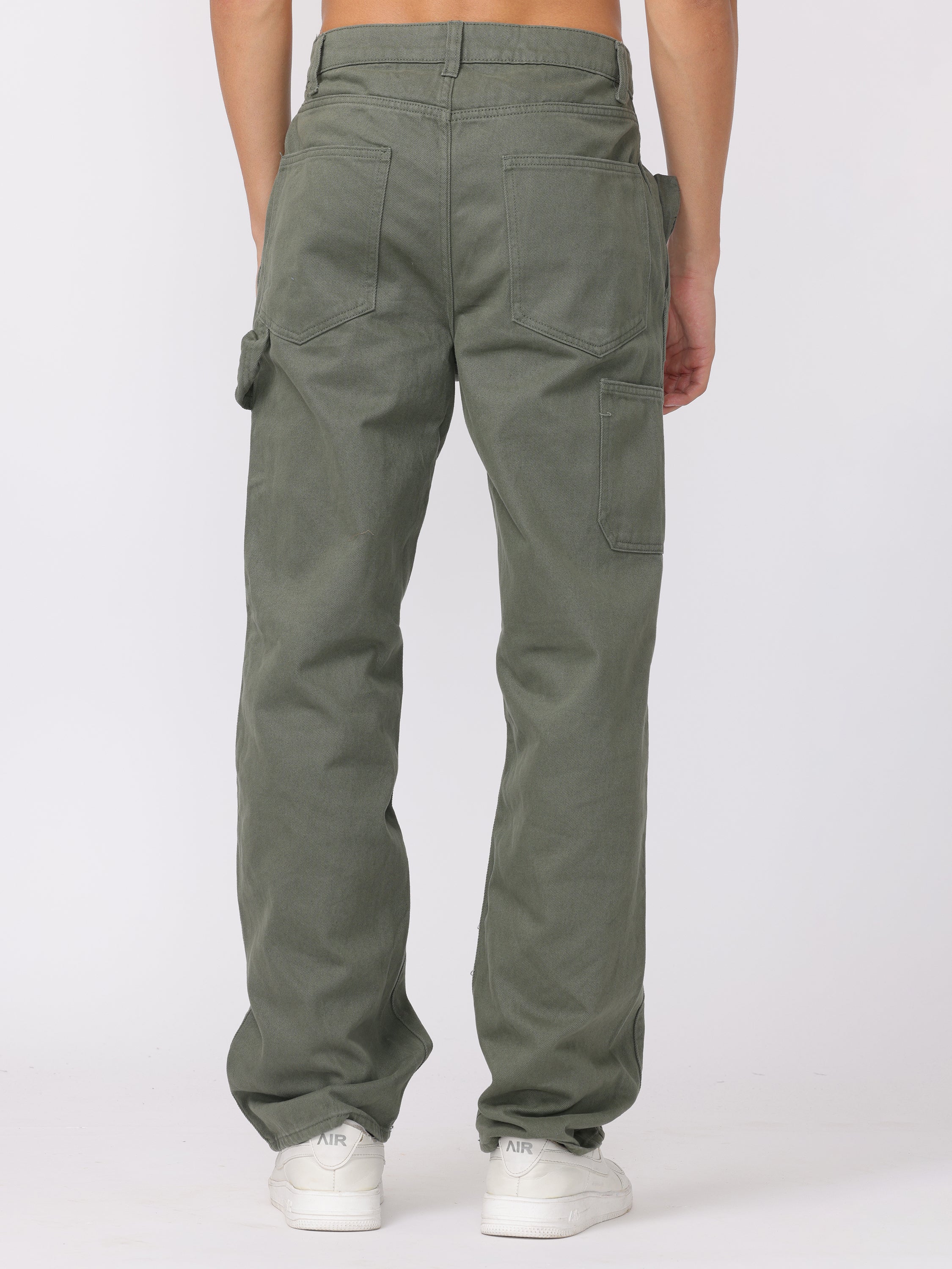 Men Green Baggy Fit Carpenter Pants - Image 3