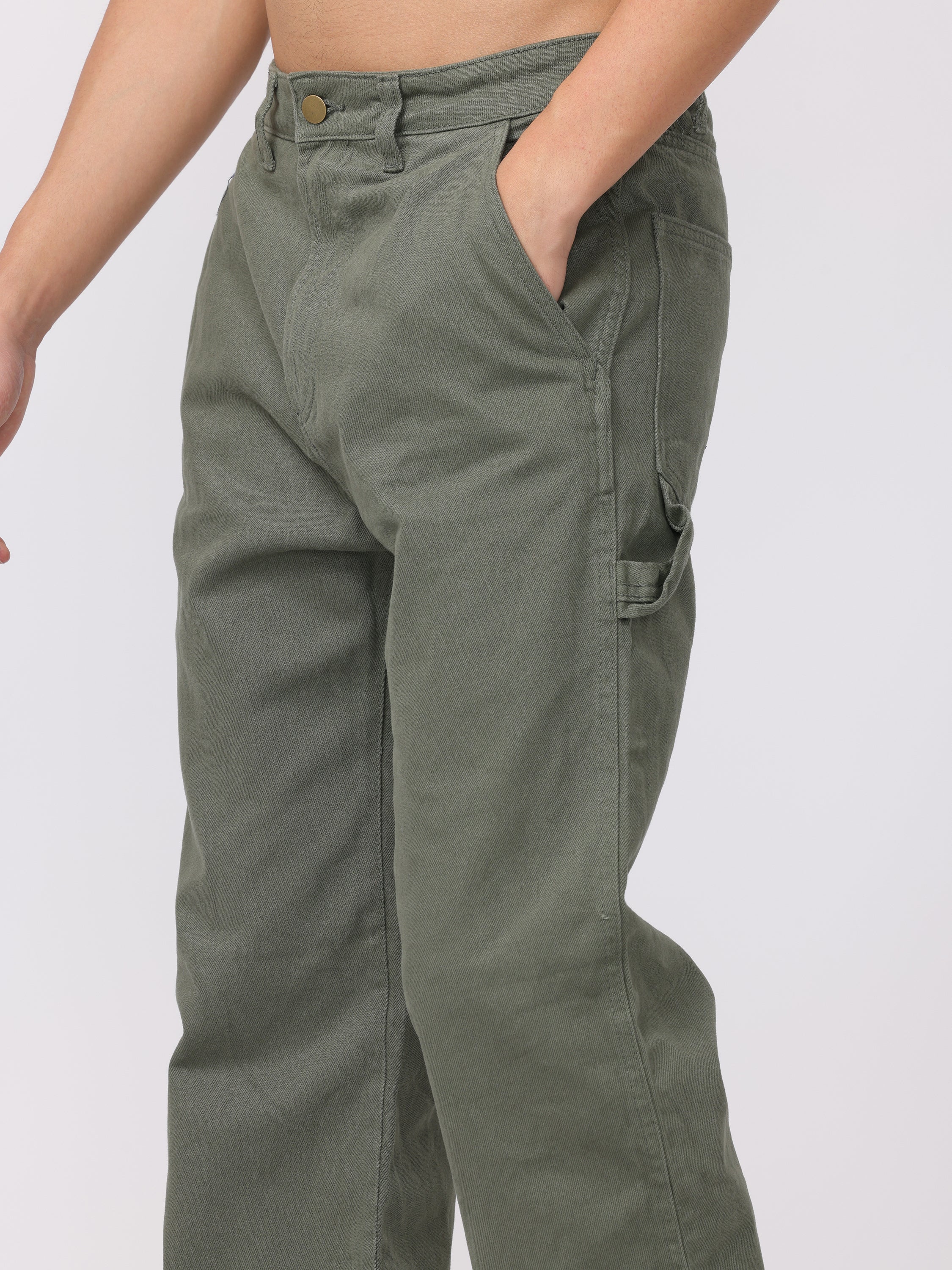 Men Green Baggy Fit Carpenter Pants - Image 6