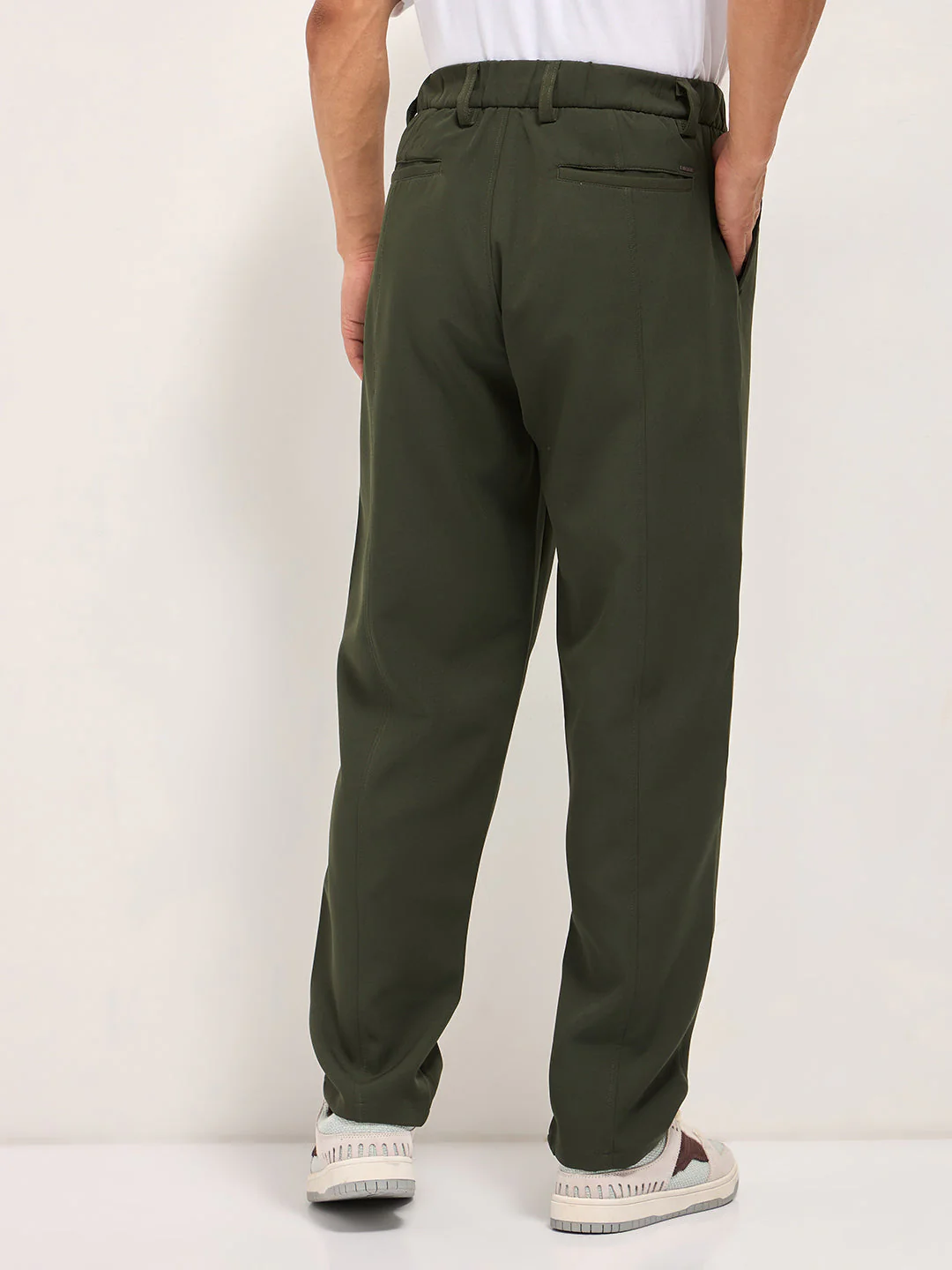 Men Green Baggy Fit Polyester Blend Trousers - Image 2