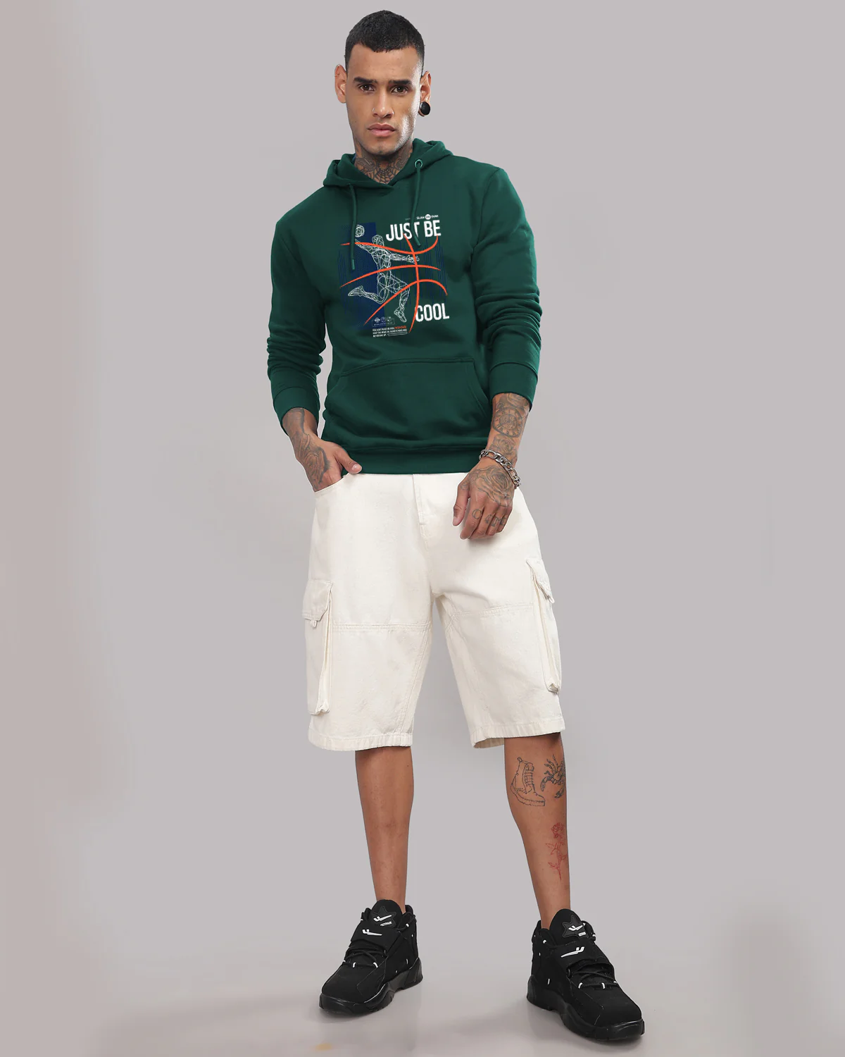 Men Green Basketball Design Hoodie - Image 4